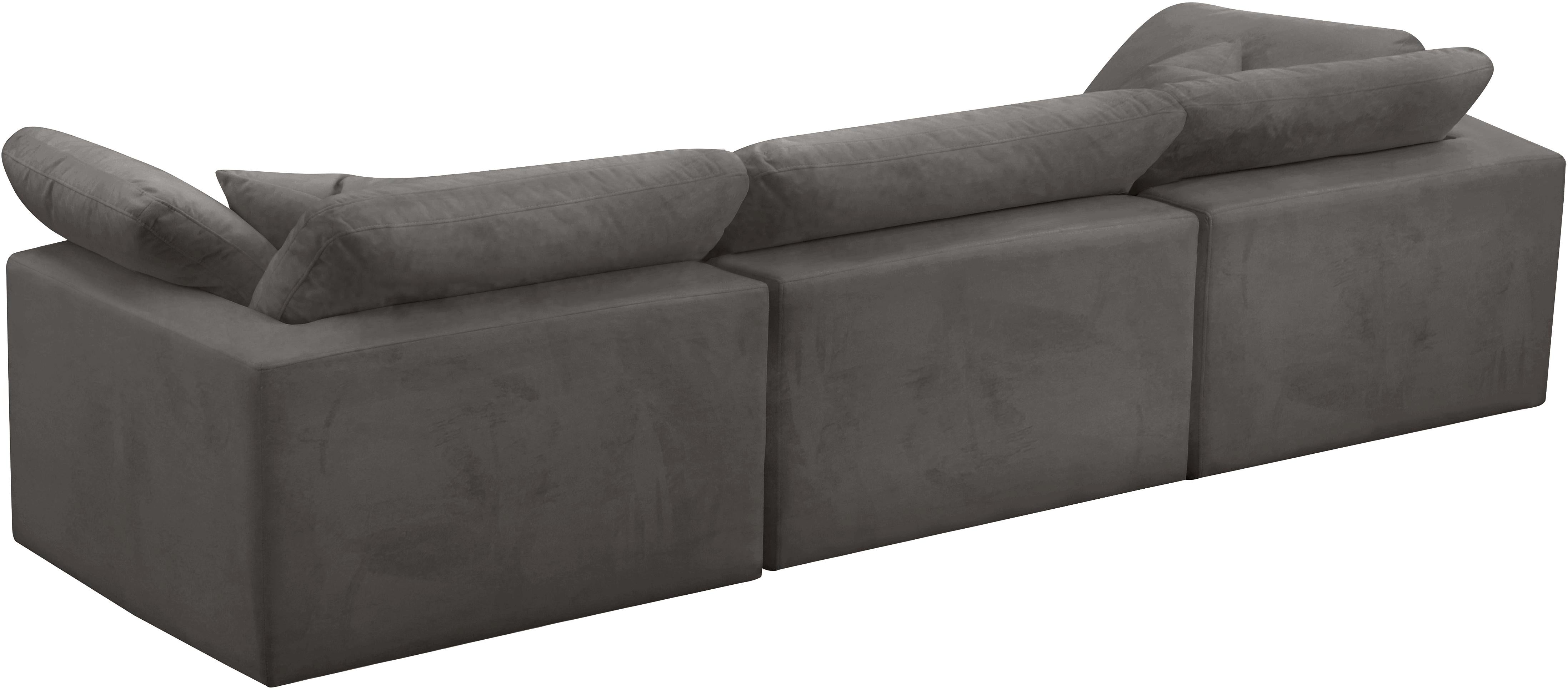 Cozy Grey Velvet Cloud Modular Sofa - Luxury Home Furniture (MI)