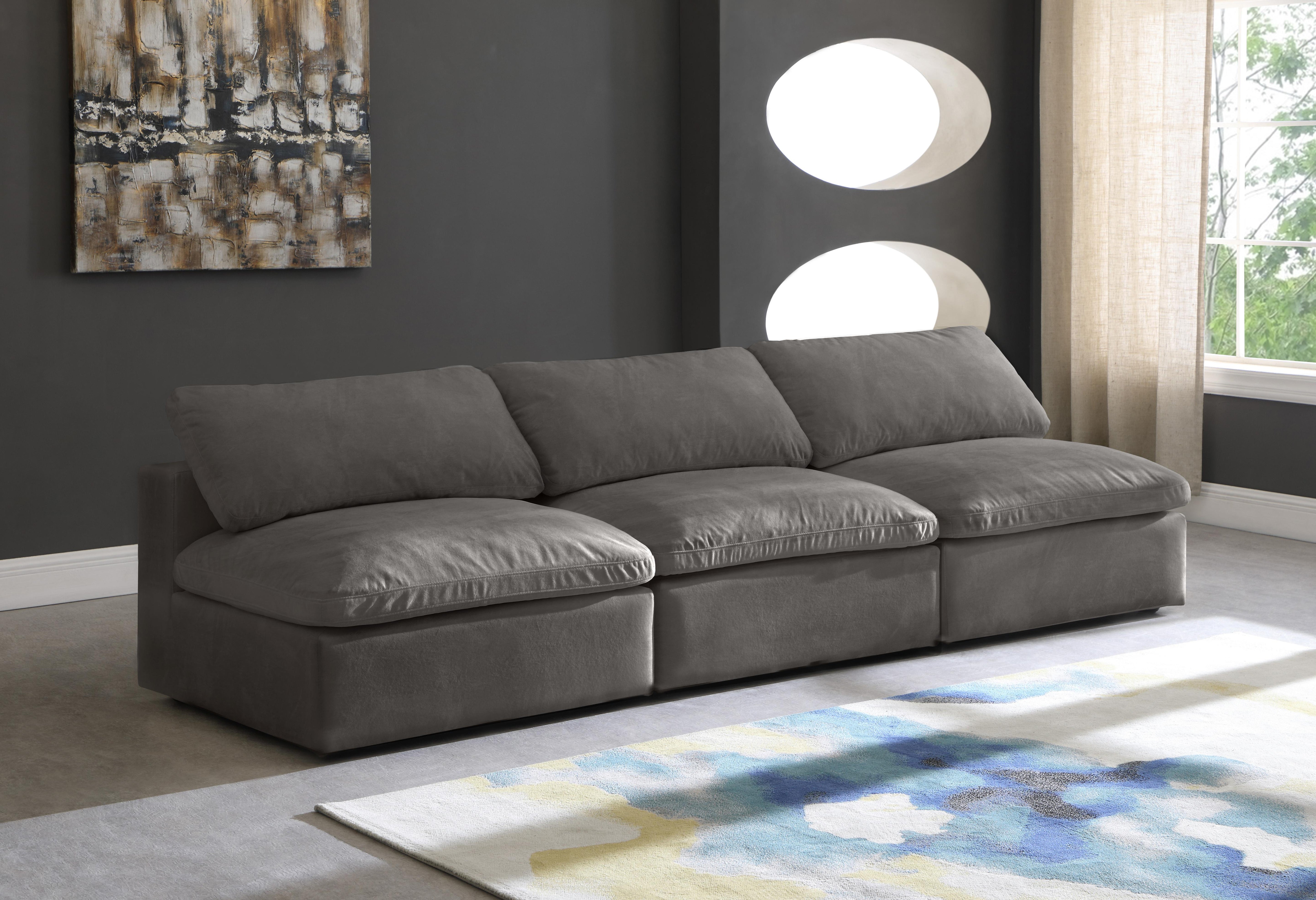 Cozy Grey Velvet Cloud Modular Armless Sofa - Luxury Home Furniture (MI)