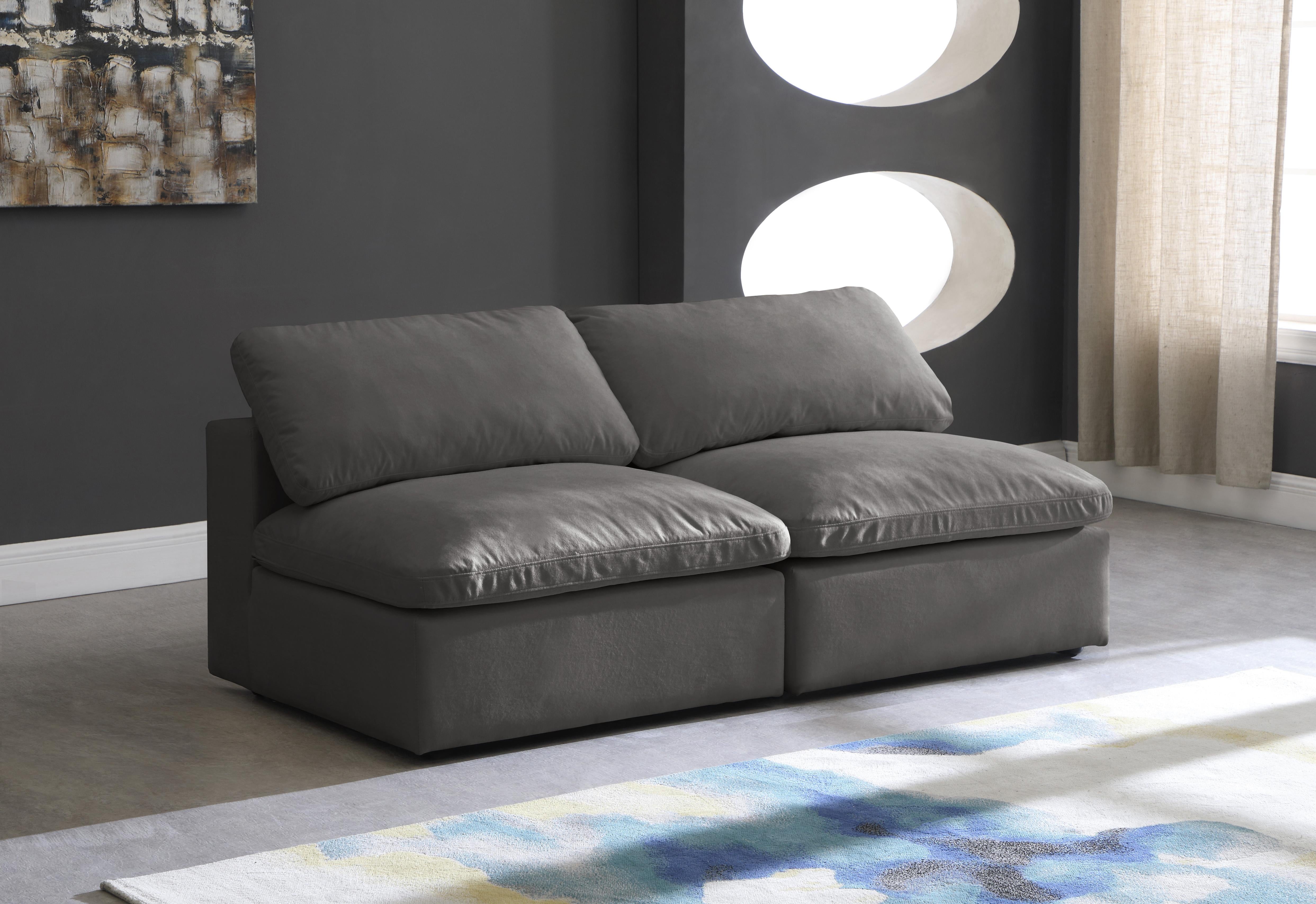 Cozy Grey Velvet Cloud Modular Armless Sofa - Luxury Home Furniture (MI)