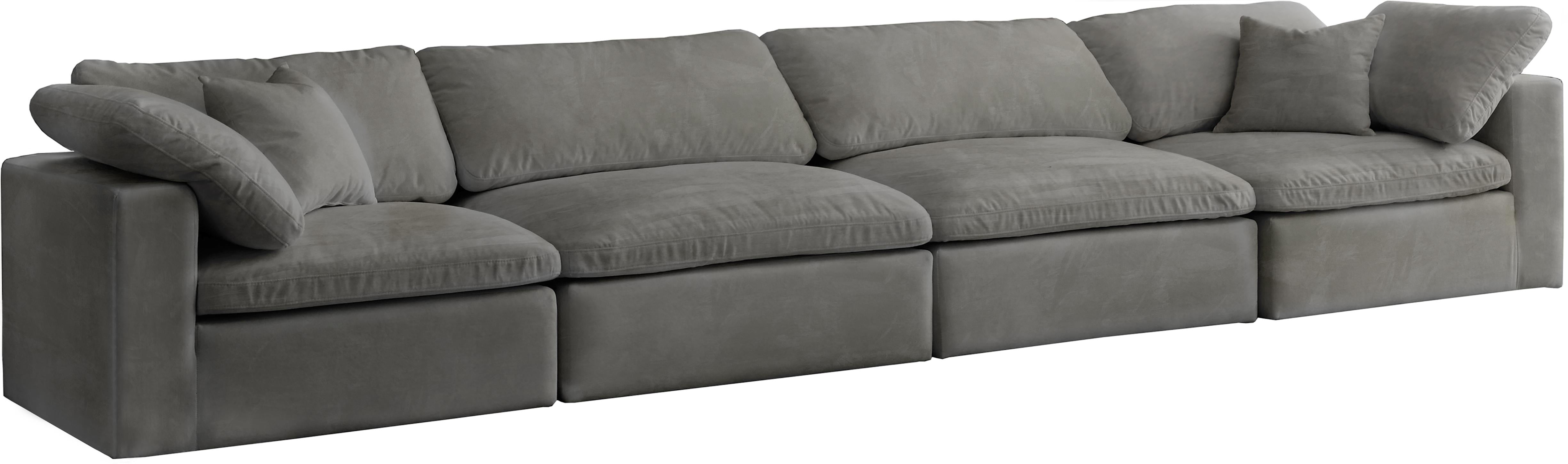 Cozy Grey Velvet Cloud Modular Sofa - Luxury Home Furniture (MI)