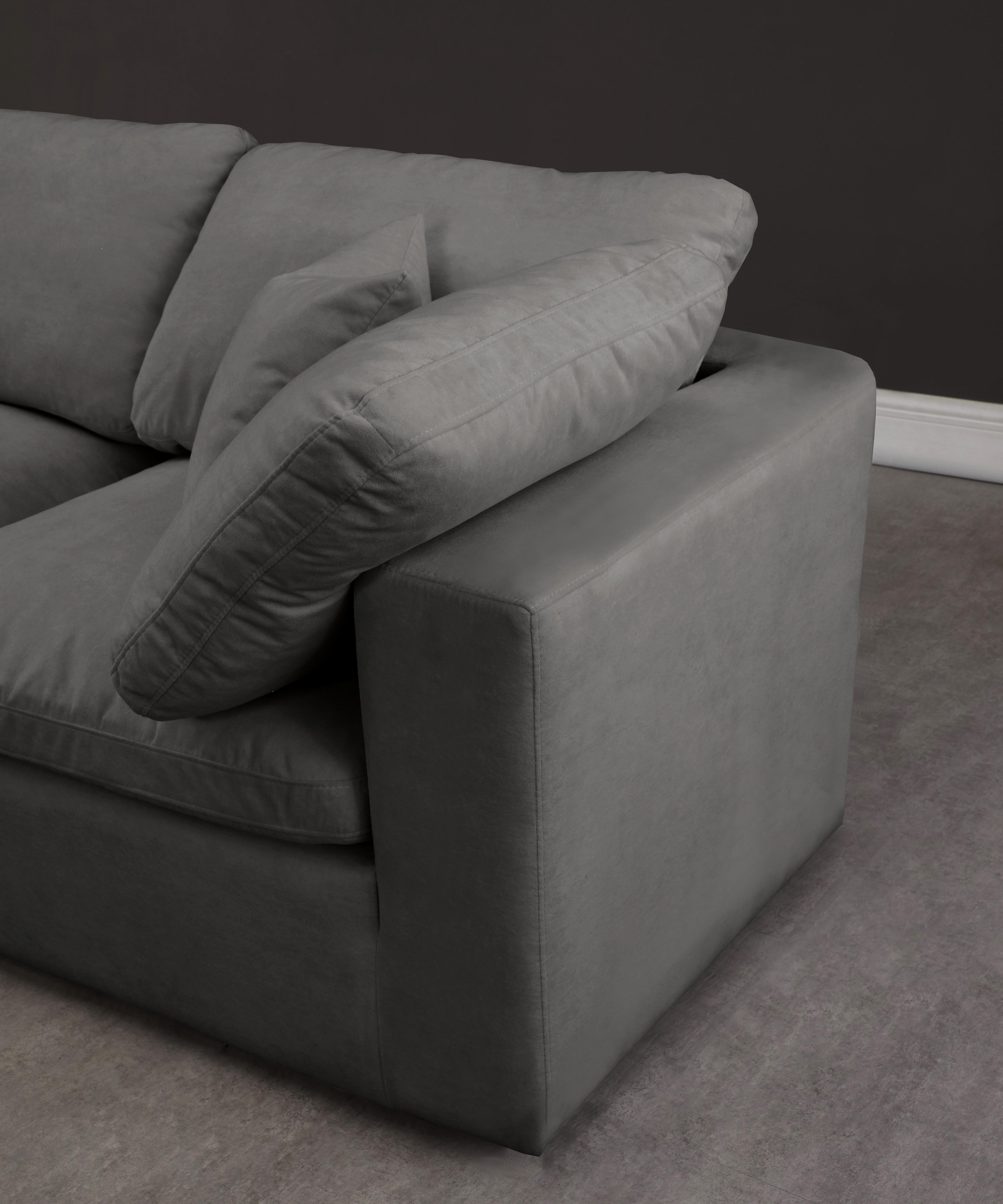 Cozy Grey Velvet Cloud Modular Armless Sofa - Luxury Home Furniture (MI)