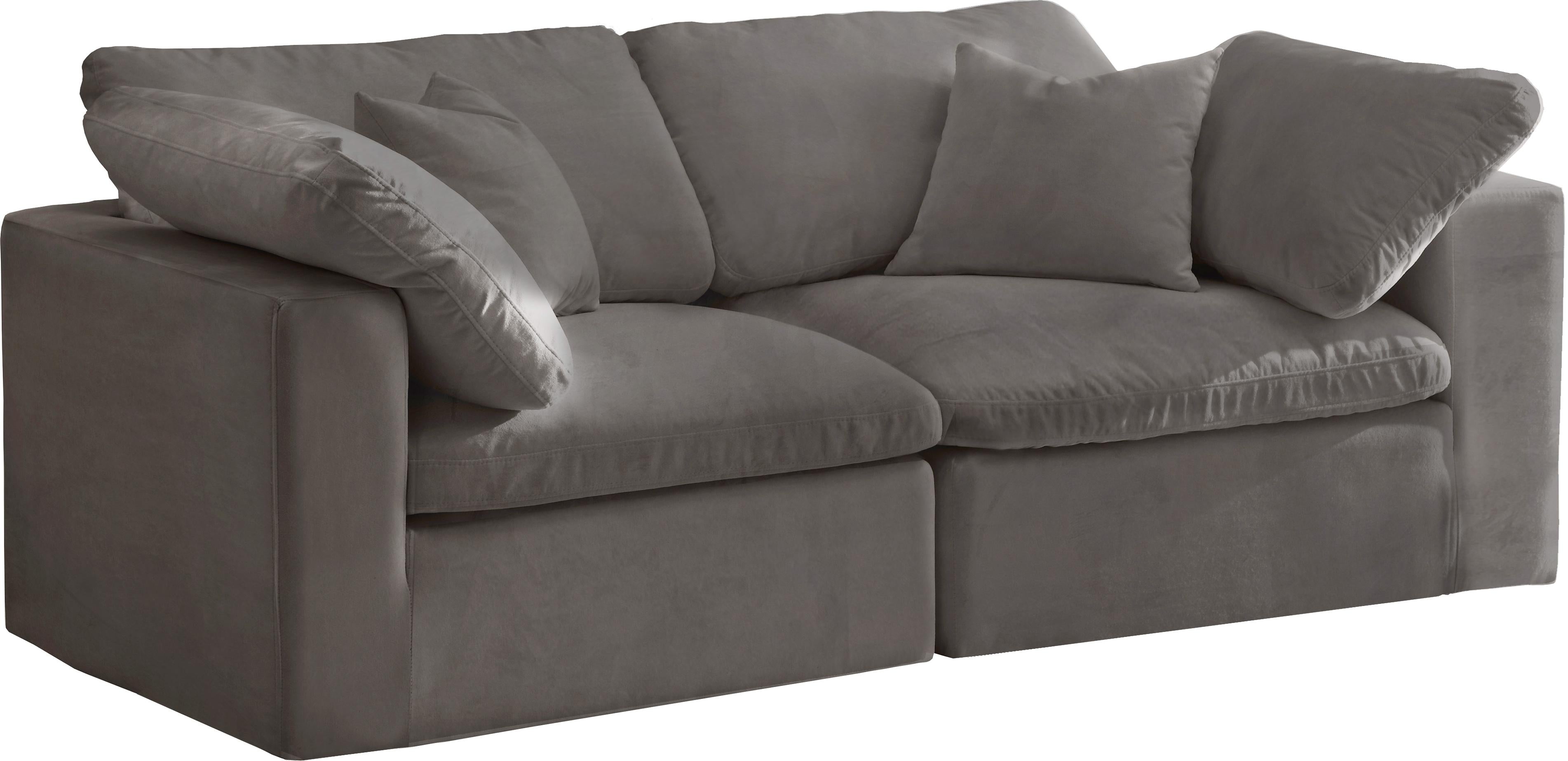 Cozy Grey Velvet Cloud Modular Sofa - Luxury Home Furniture (MI)