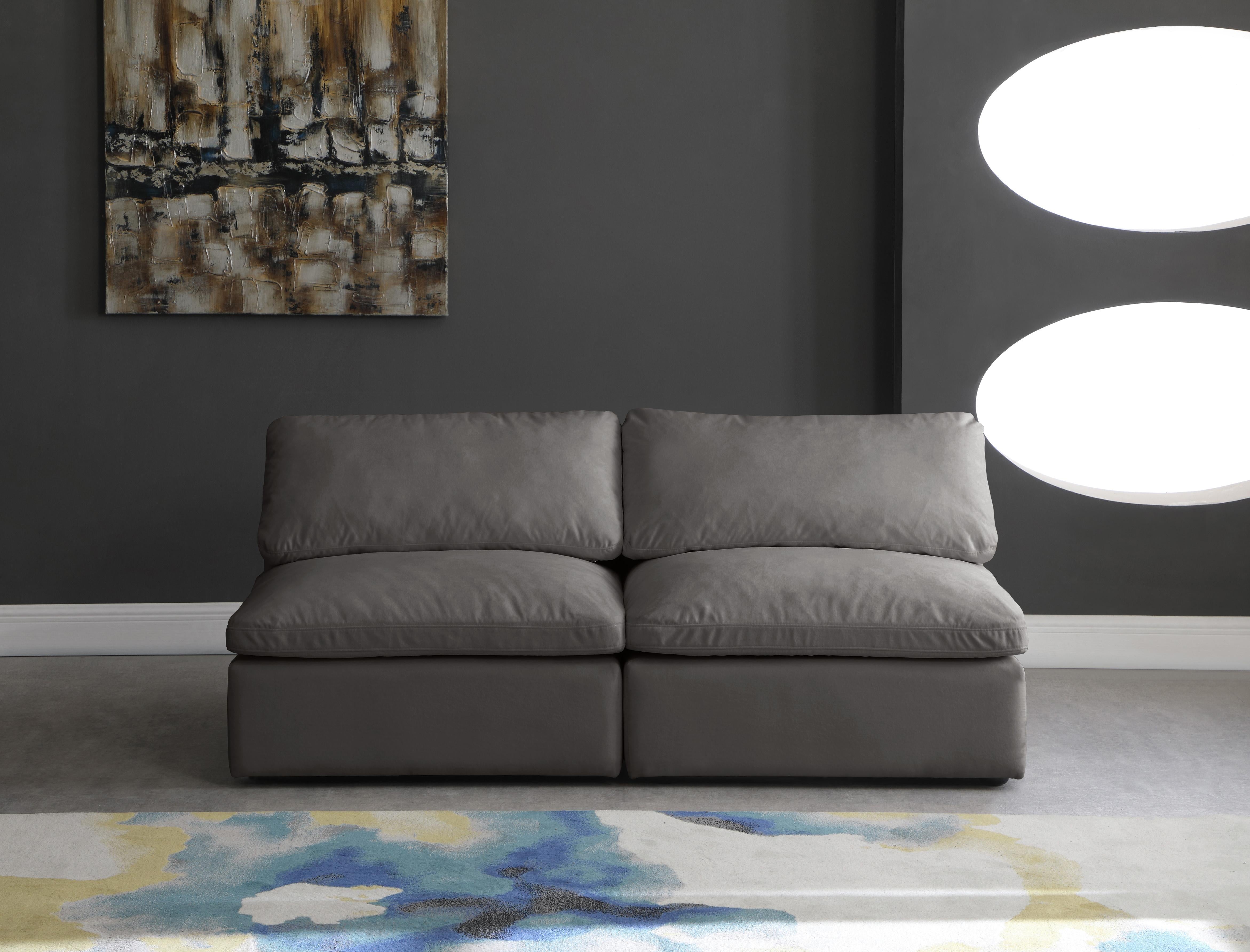 Cozy Grey Velvet Cloud Modular Armless Sofa - Luxury Home Furniture (MI)