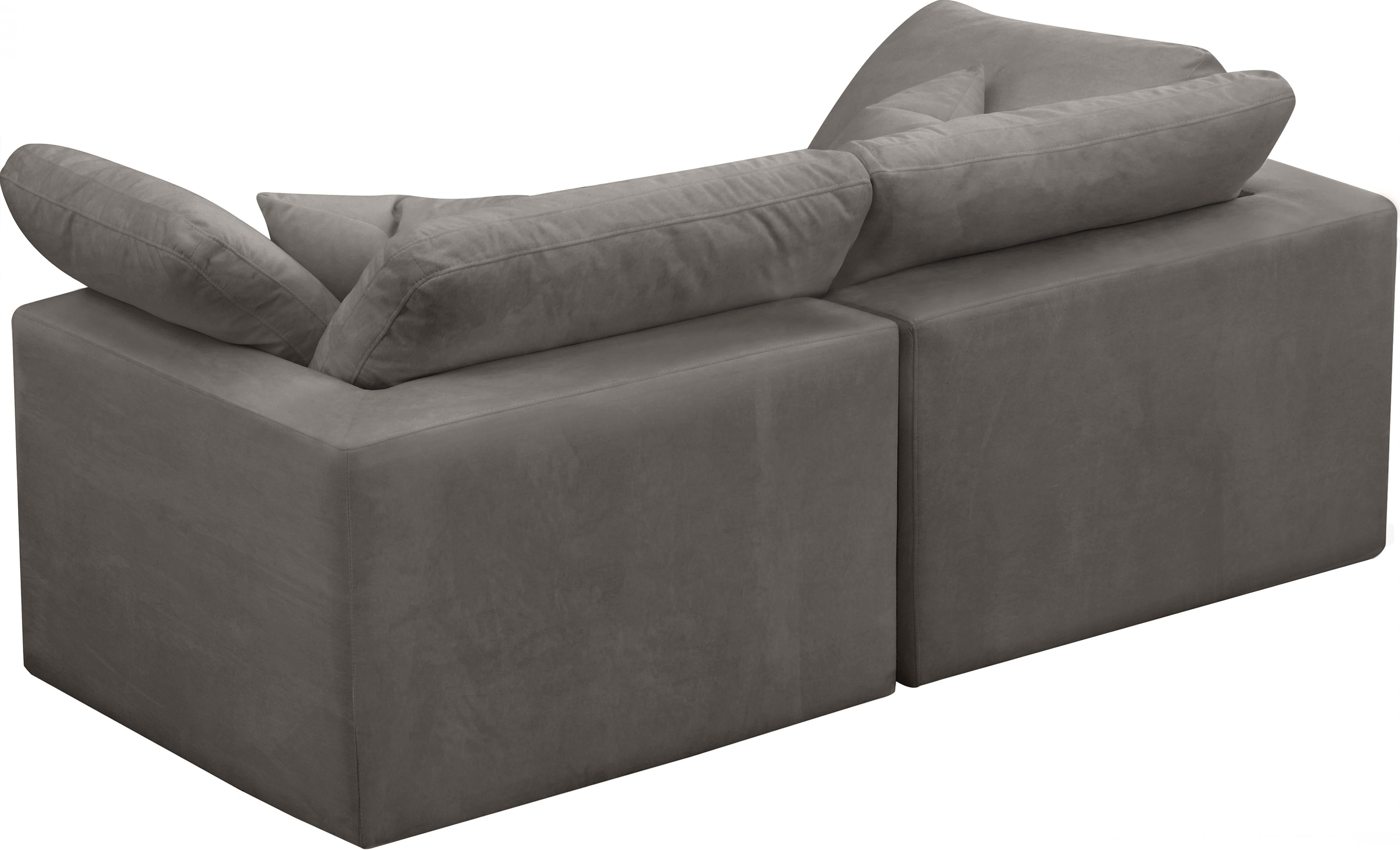 Cozy Grey Velvet Cloud Modular Sofa - Luxury Home Furniture (MI)