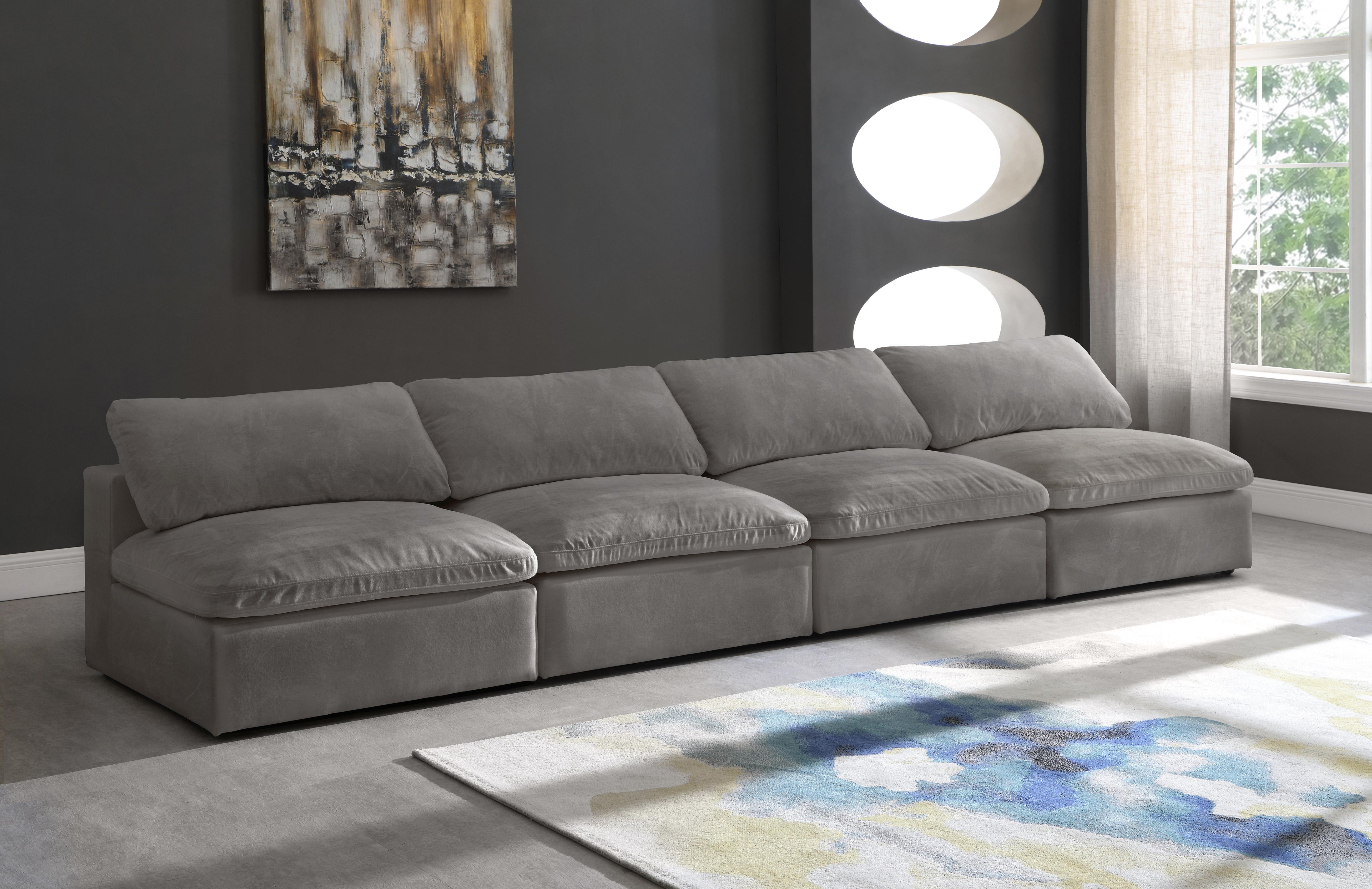 Cozy Grey Velvet Cloud Modular Armless Sofa - Luxury Home Furniture (MI)