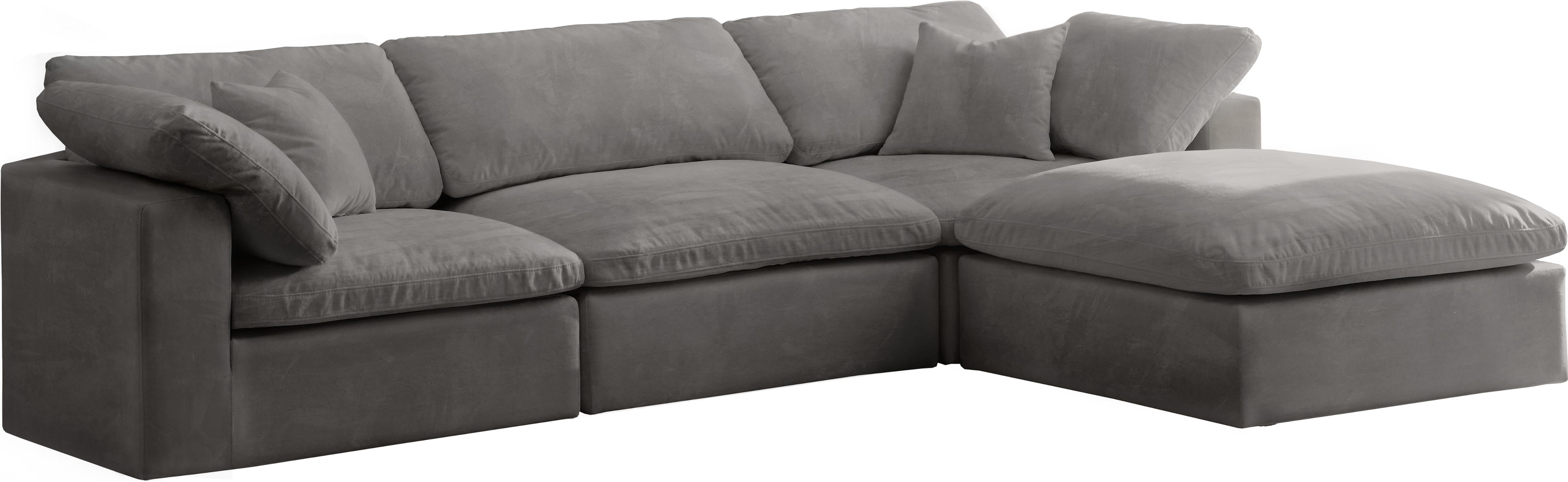 Cozy Grey Velvet Cloud Modular Sectional - Luxury Home Furniture (MI)