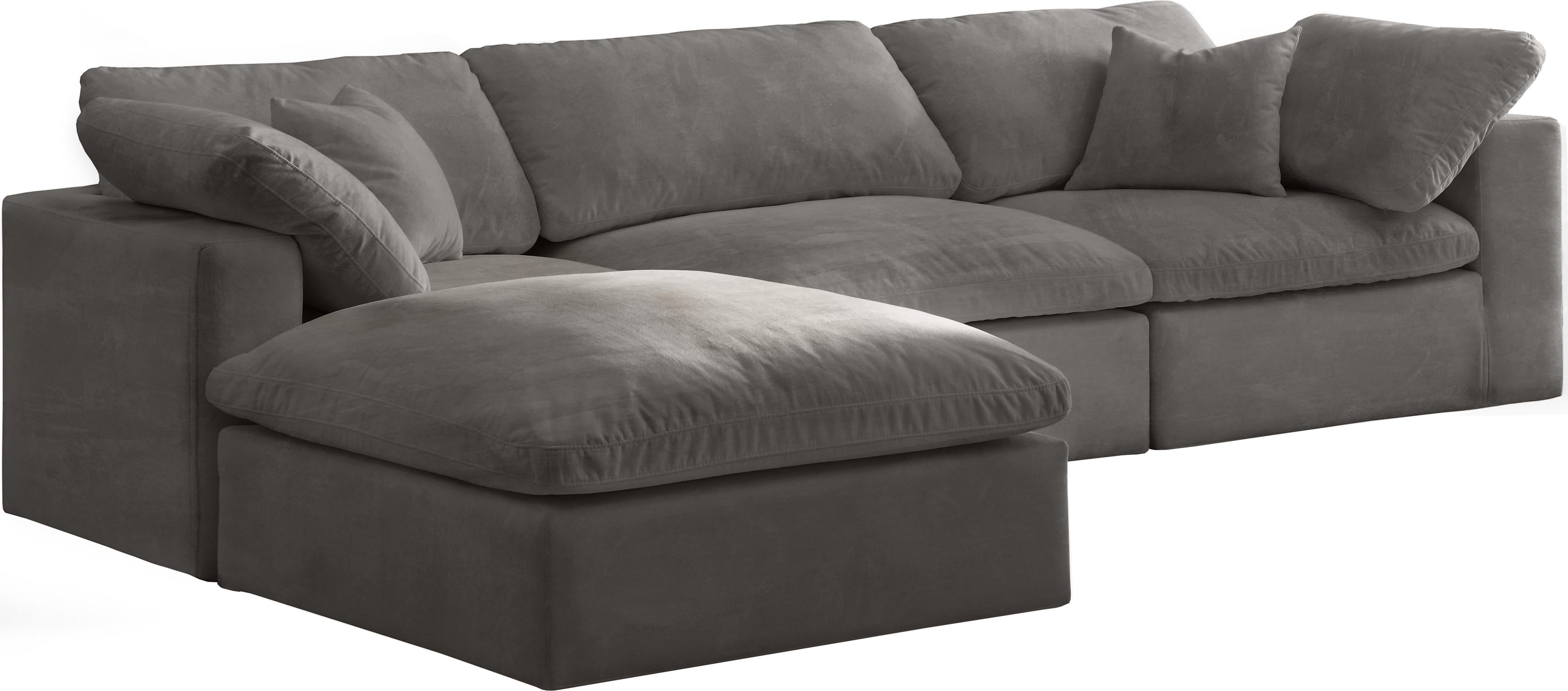 Cozy Grey Velvet Cloud Modular Sectional - Luxury Home Furniture (MI)