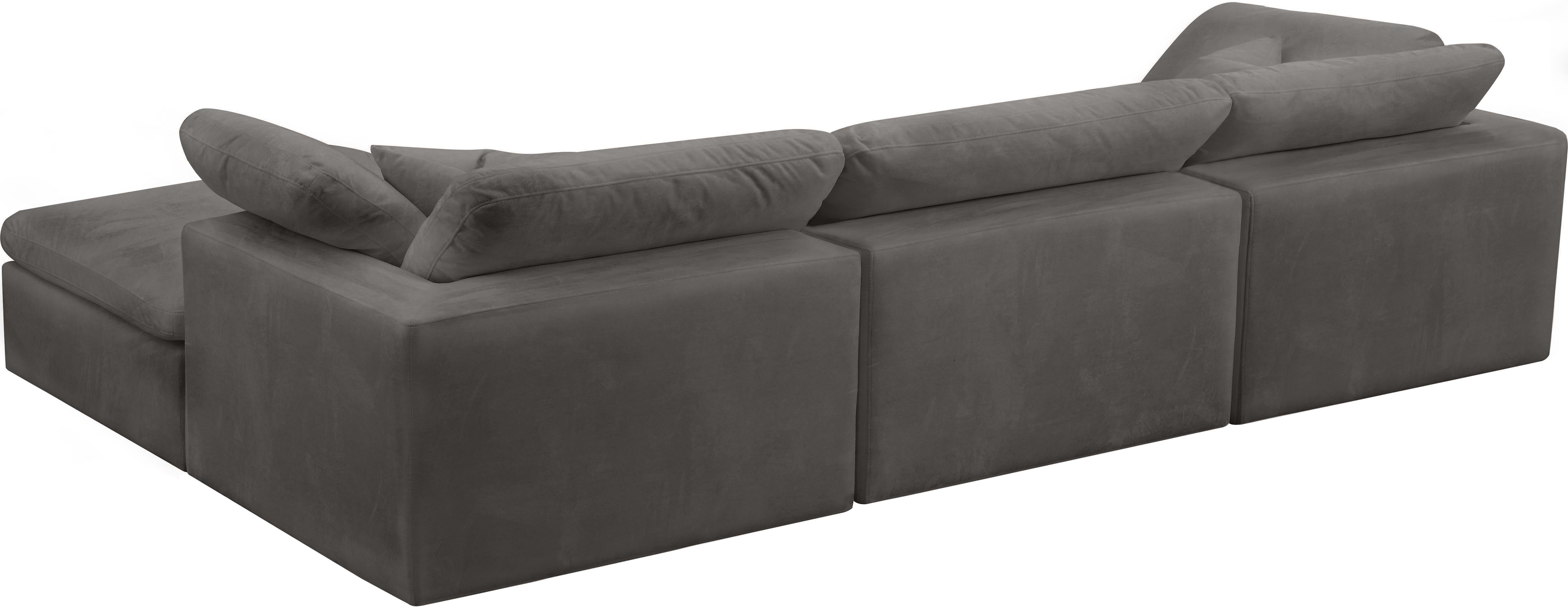 Cozy Grey Velvet Cloud Modular Sectional - Luxury Home Furniture (MI)