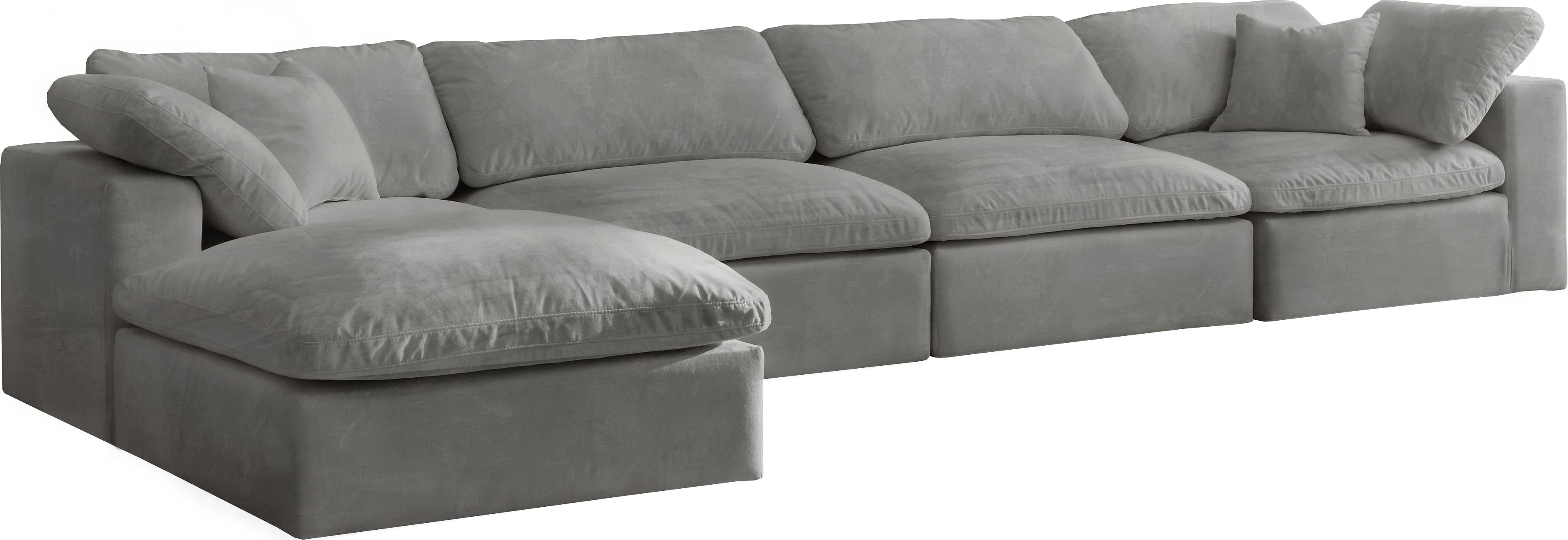 Cozy Grey Velvet Cloud Modular Sectional - Luxury Home Furniture (MI)