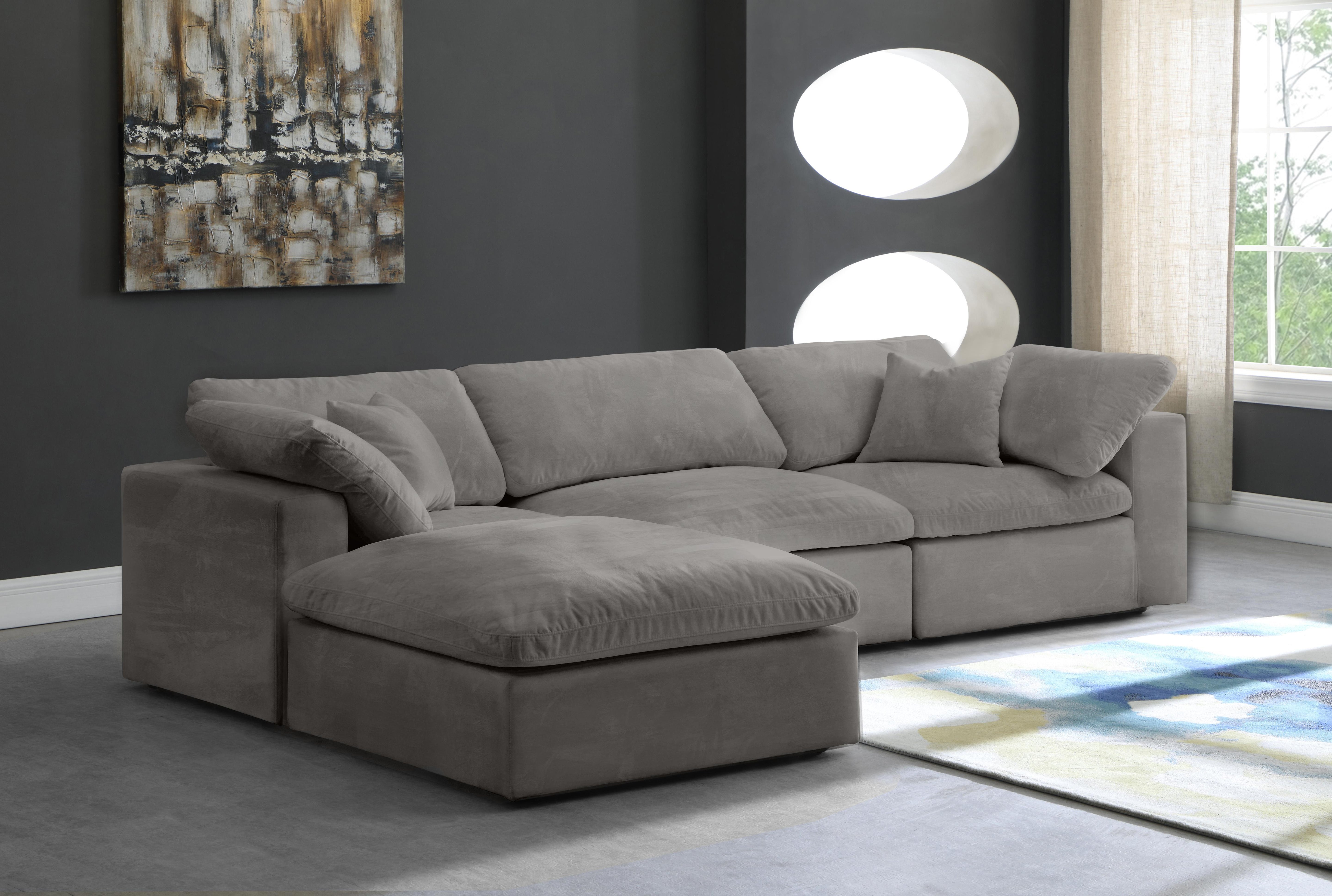 Cozy Grey Velvet Cloud Modular Sectional - Luxury Home Furniture (MI)