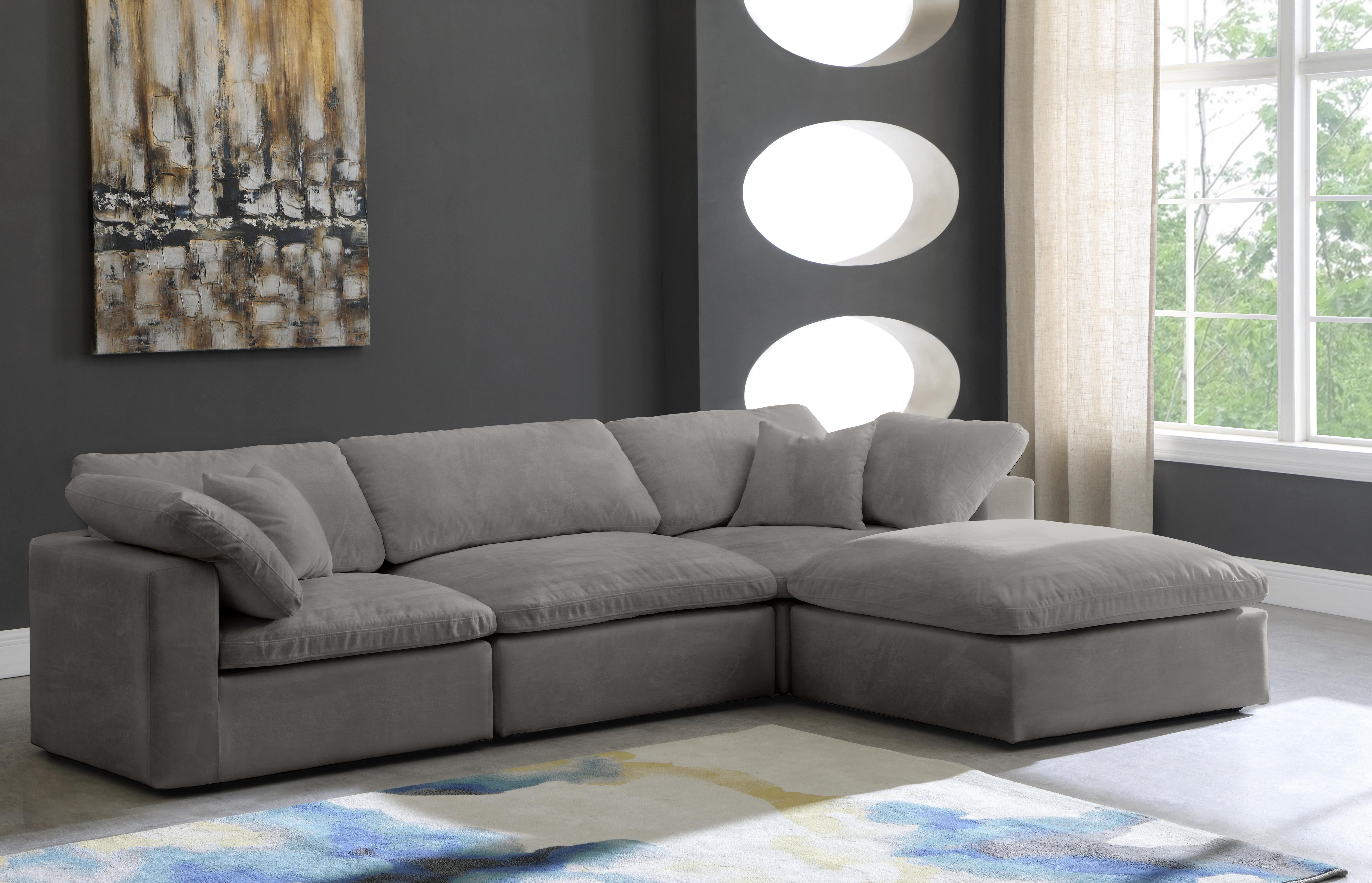 Cozy Grey Velvet Cloud Modular Sectional - Luxury Home Furniture (MI)