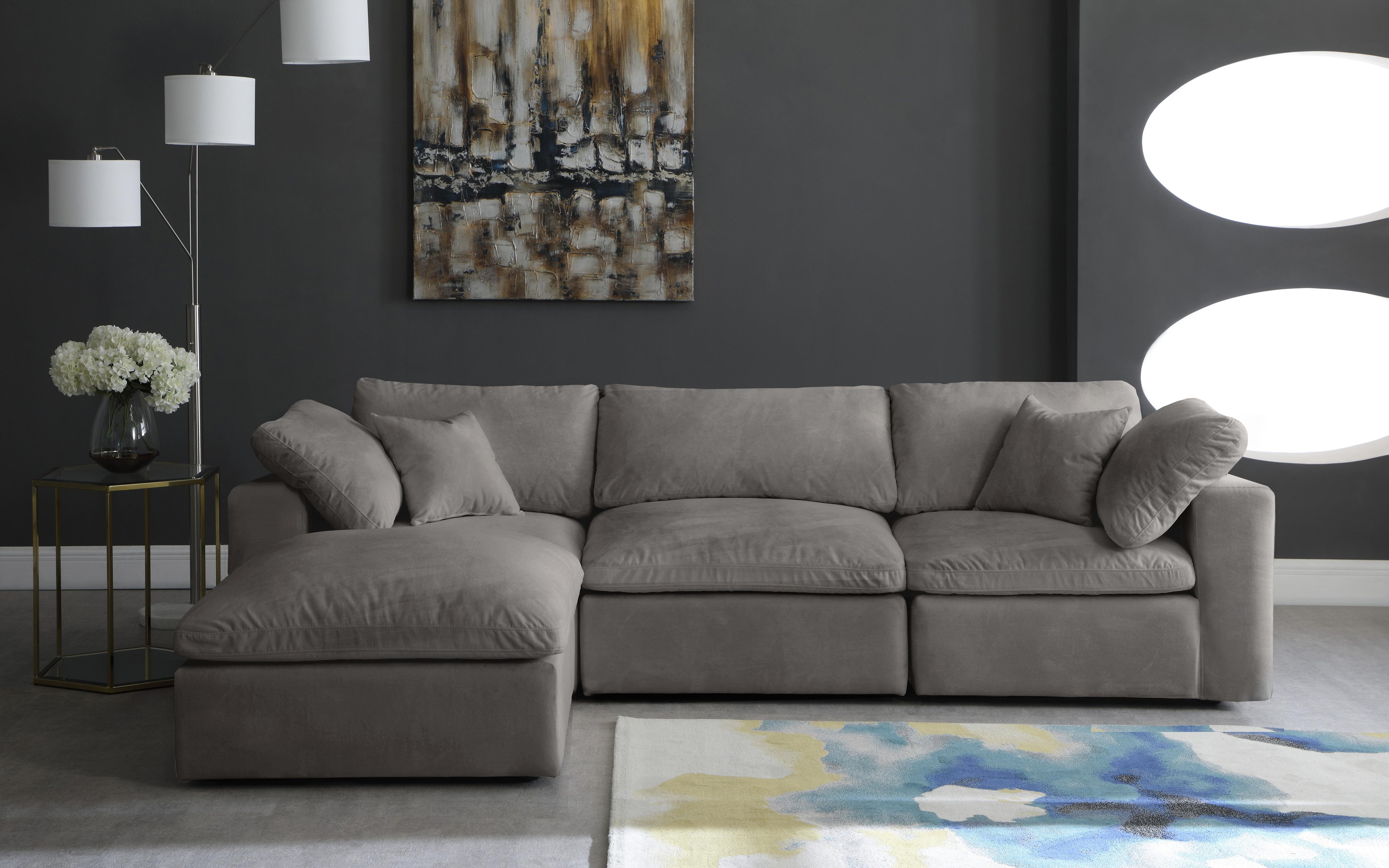 Cozy Grey Velvet Cloud Modular Sectional - Luxury Home Furniture (MI)