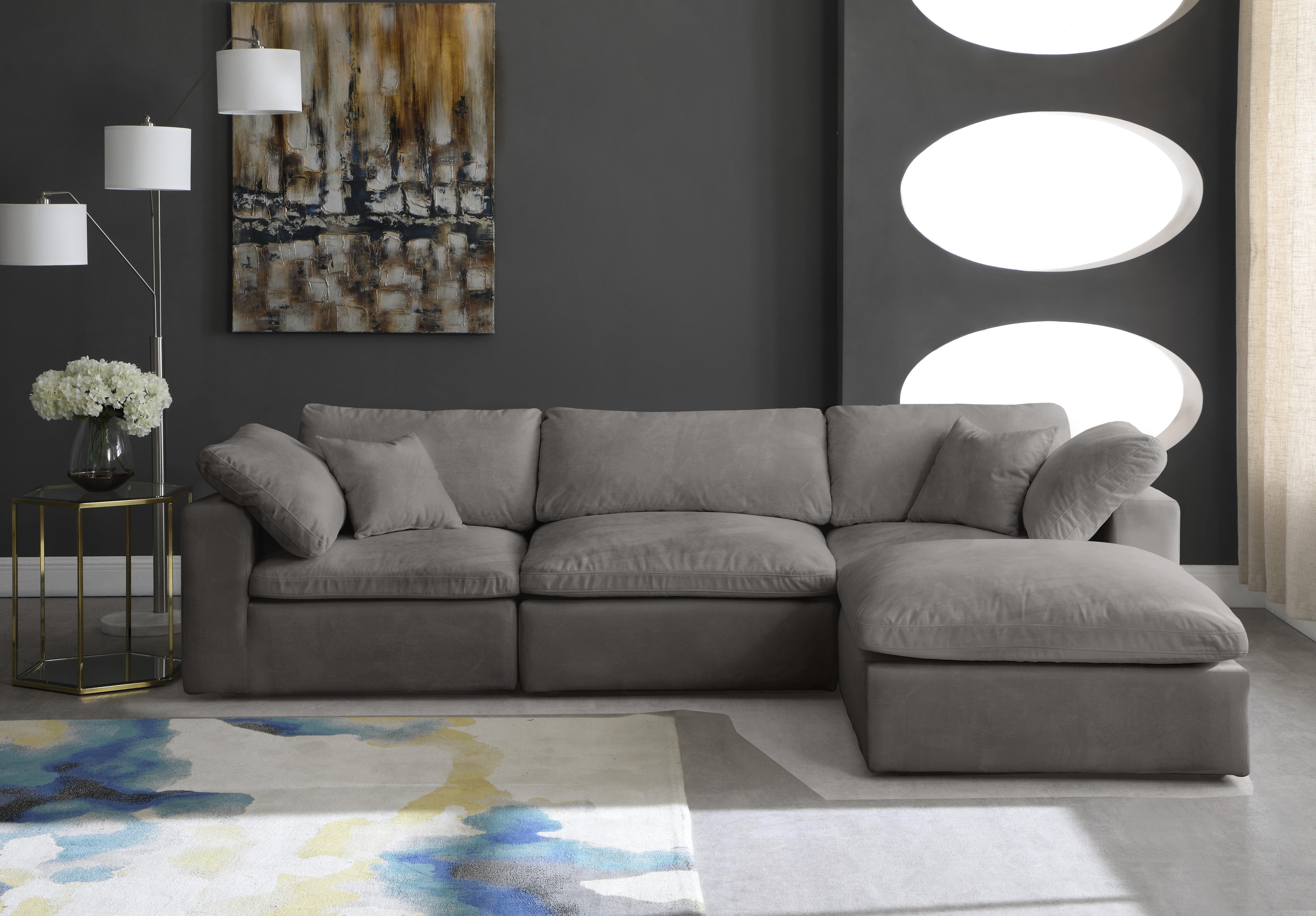 Cozy Grey Velvet Cloud Modular Sectional - Luxury Home Furniture (MI)