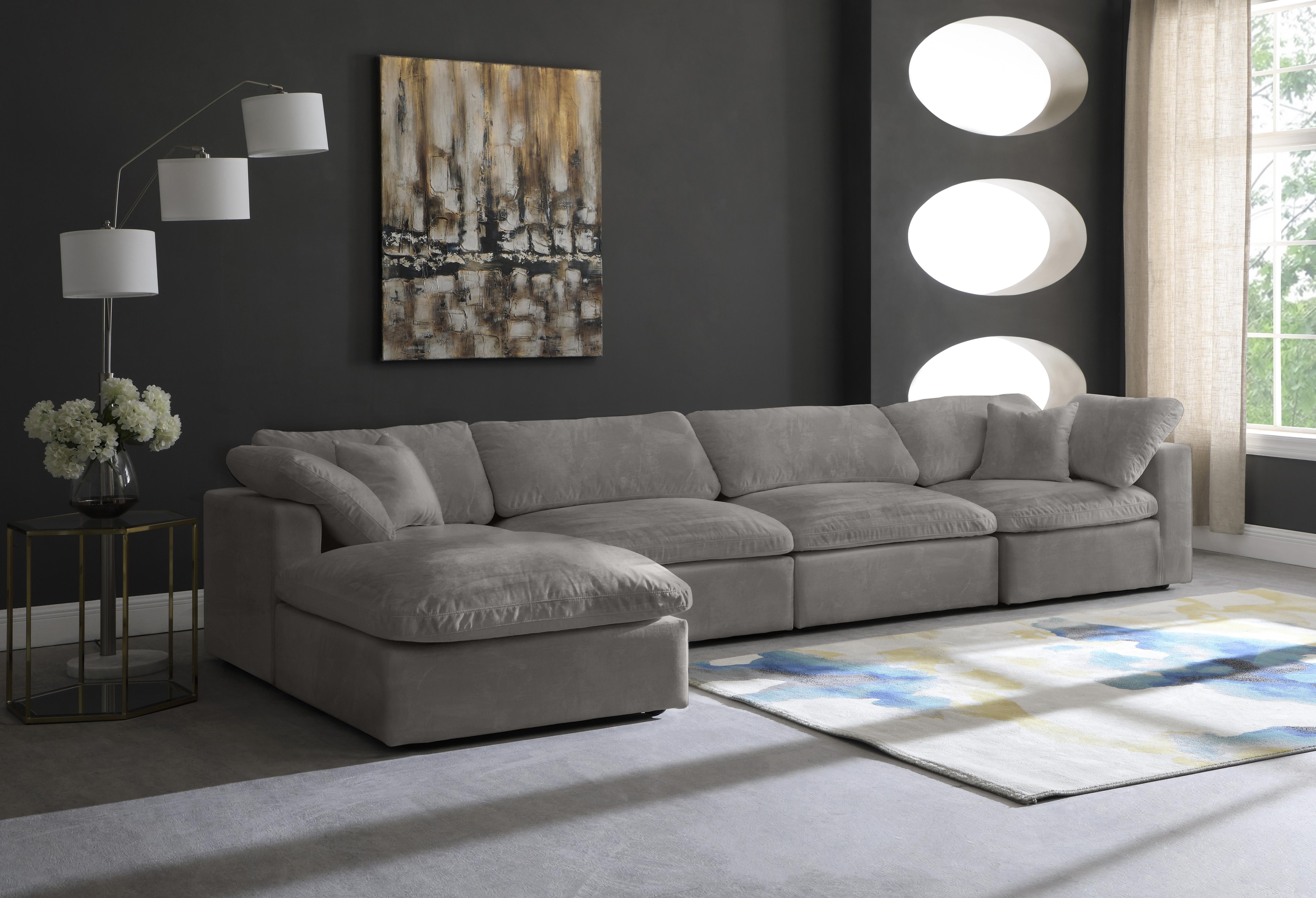 Cozy Grey Velvet Cloud Modular Sectional - Luxury Home Furniture (MI)