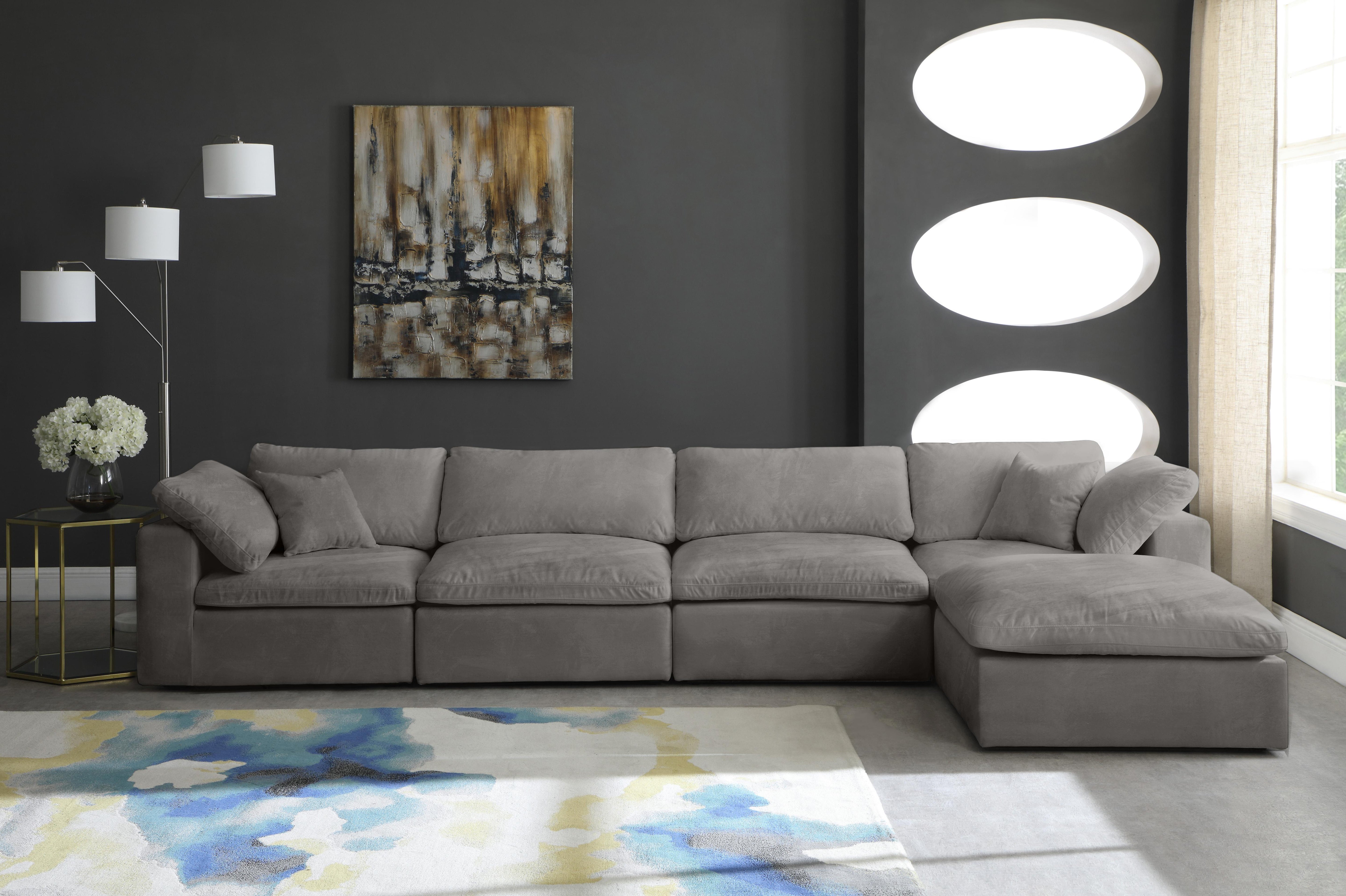 Cozy Grey Velvet Cloud Modular Sectional - Luxury Home Furniture (MI)