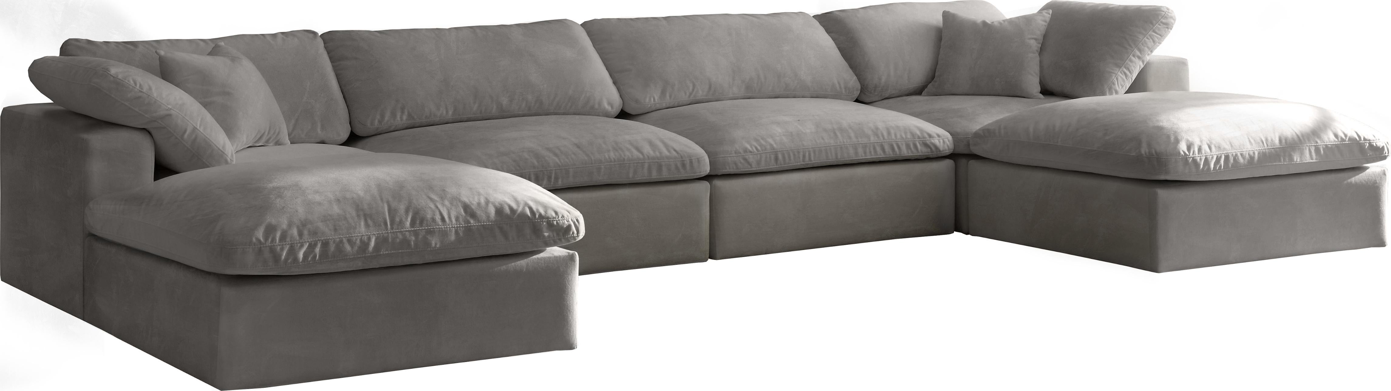 Cozy Grey Velvet Cloud Modular Sectional - Luxury Home Furniture (MI)