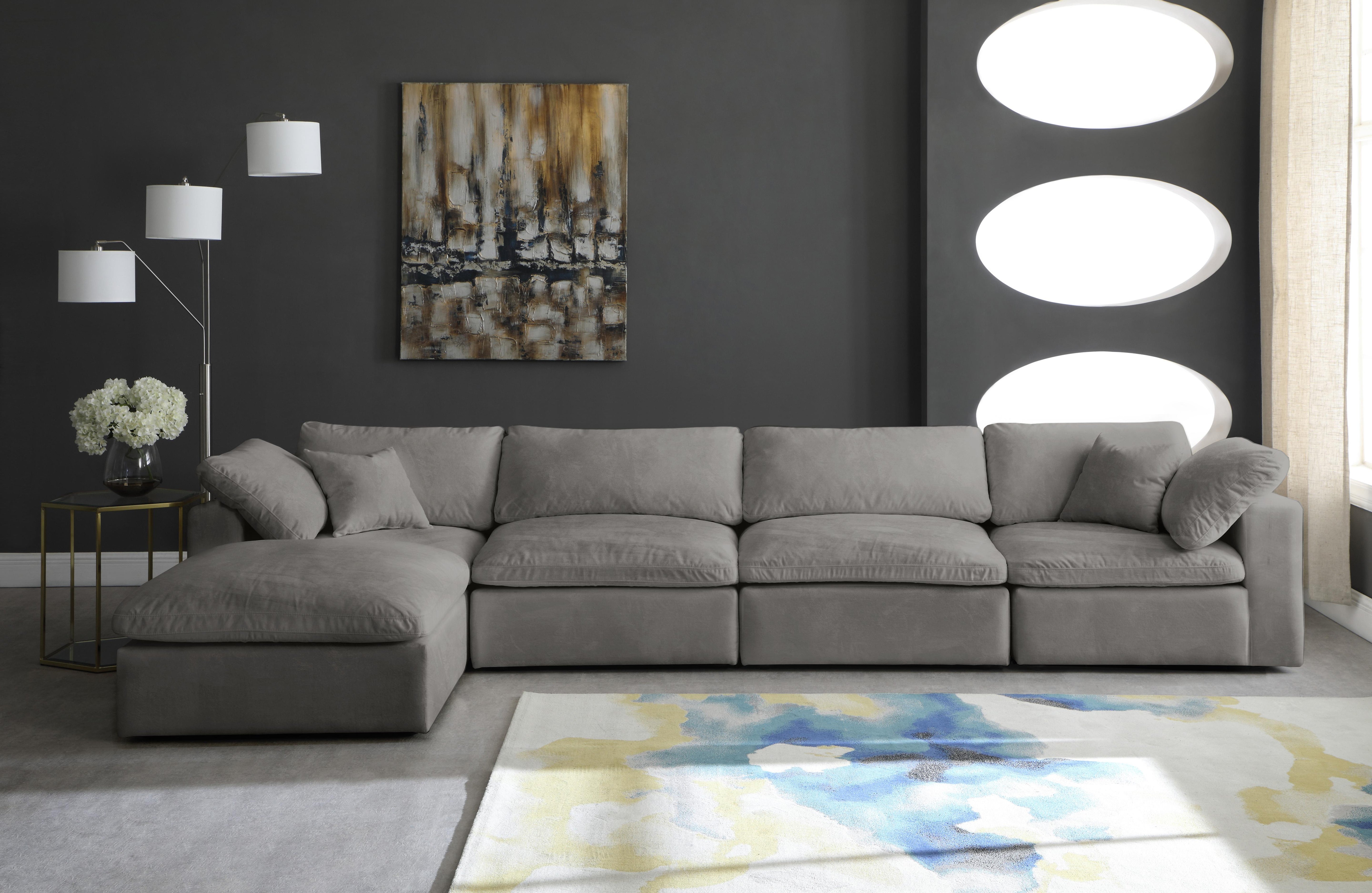 Cozy Grey Velvet Cloud Modular Sectional - Luxury Home Furniture (MI)