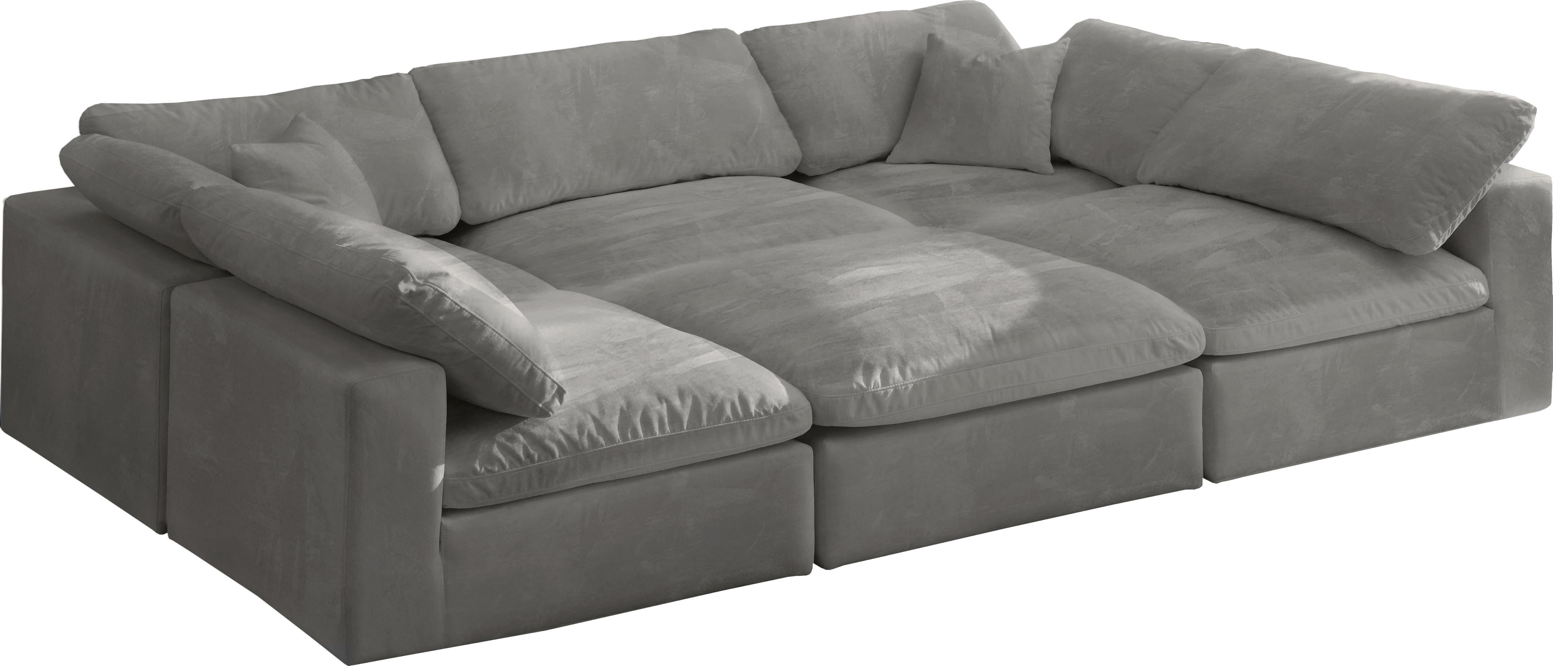 Cozy Grey Velvet Cloud Modular Sectional - Luxury Home Furniture (MI)