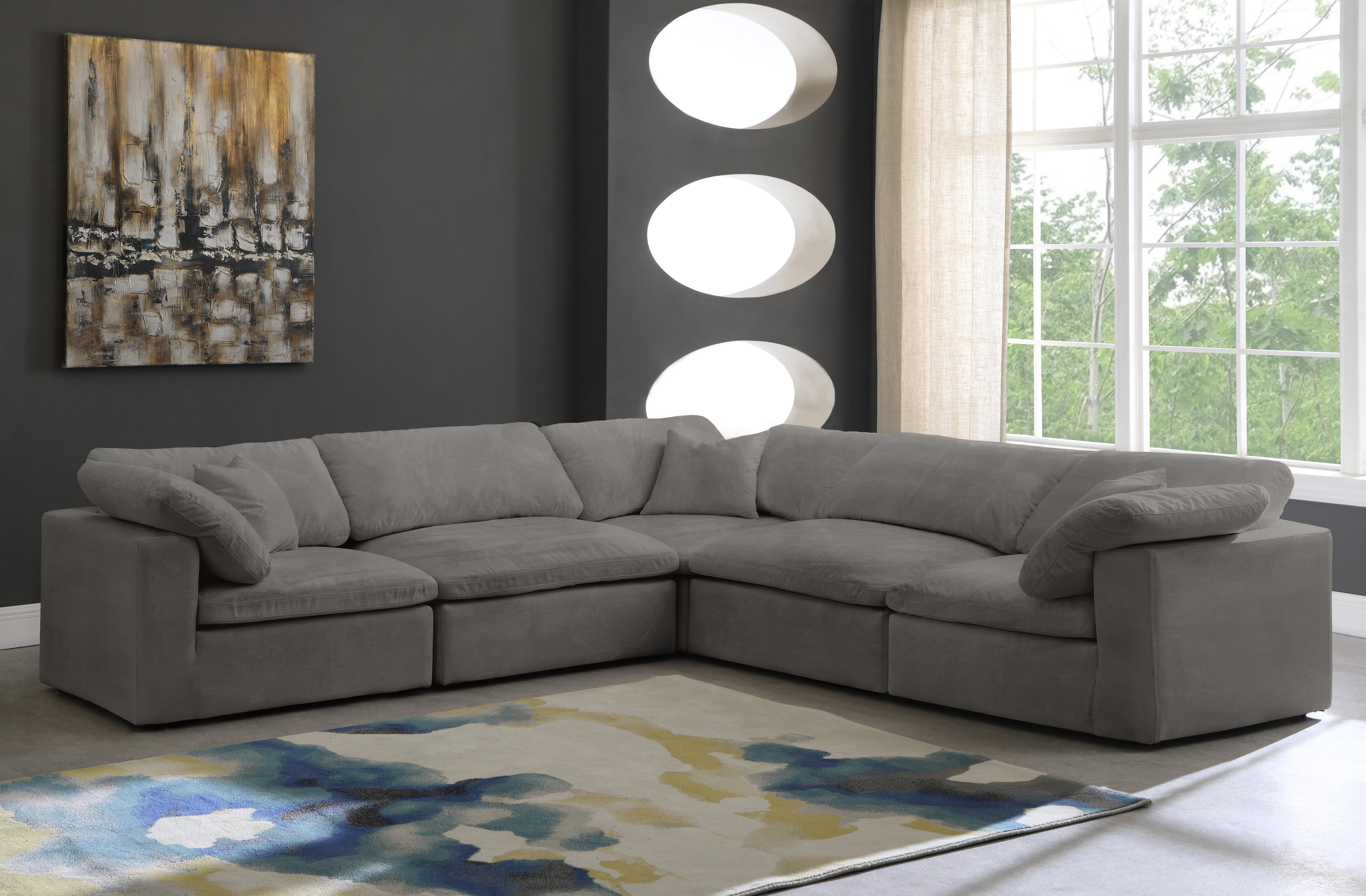 Cozy Grey Velvet Cloud Modular Sectional - Luxury Home Furniture (MI)