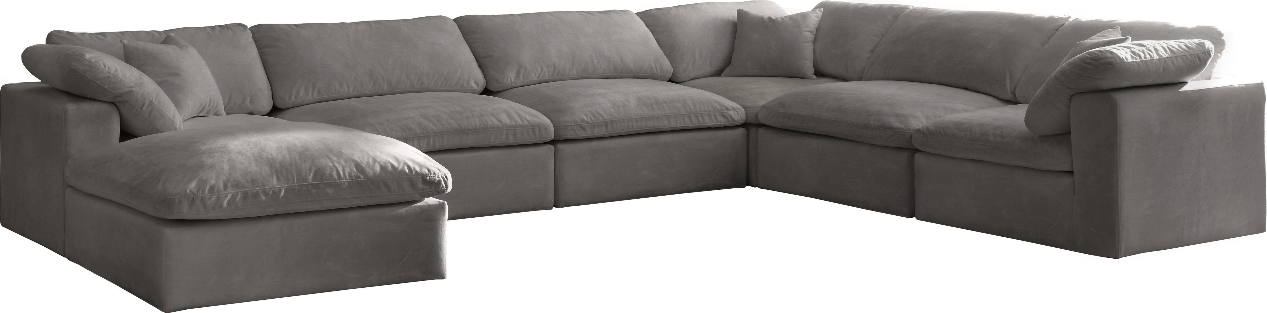 Cozy Grey Velvet Cloud Modular Sectional - Luxury Home Furniture (MI)