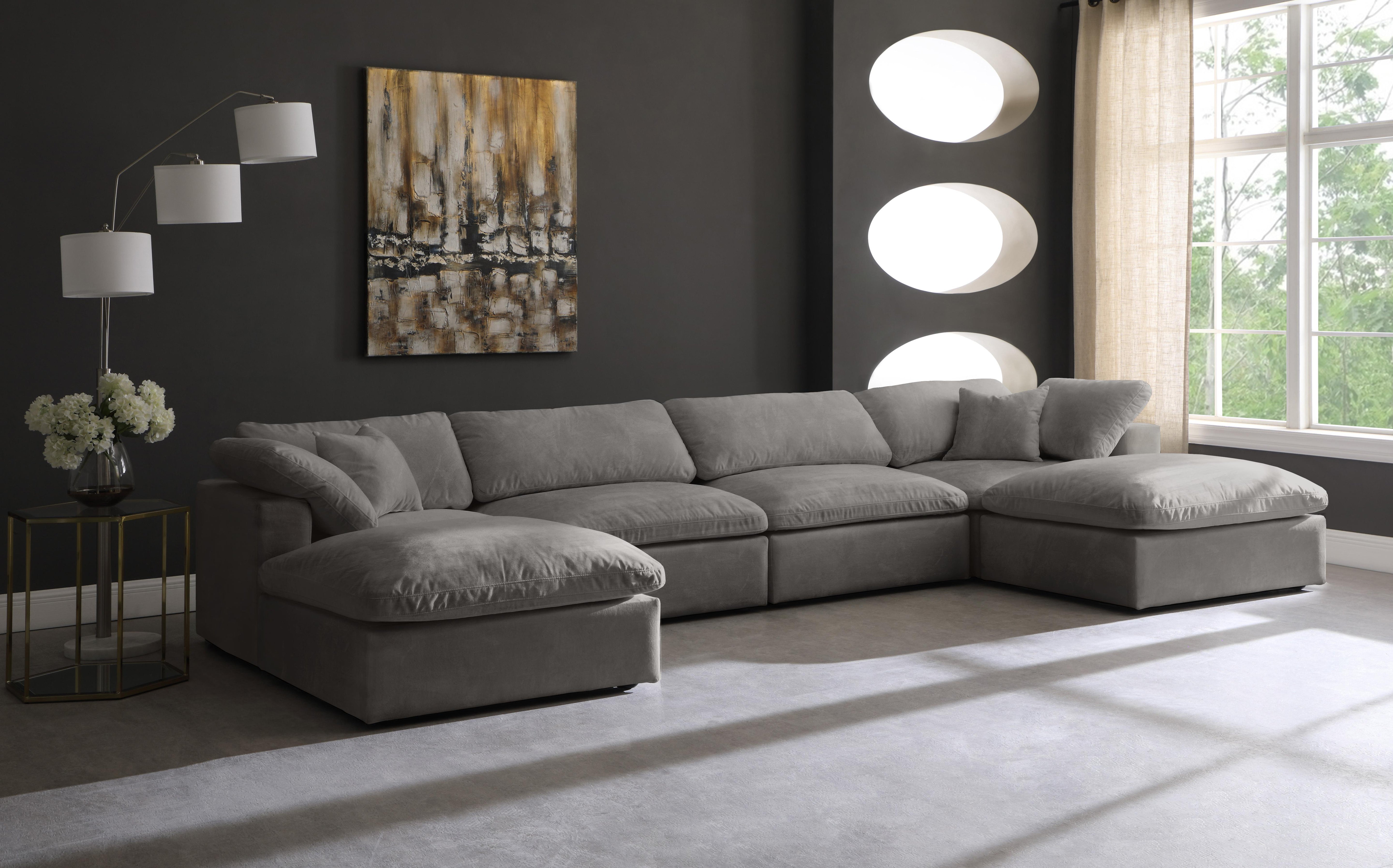 Cozy Grey Velvet Cloud Modular Sectional - Luxury Home Furniture (MI)