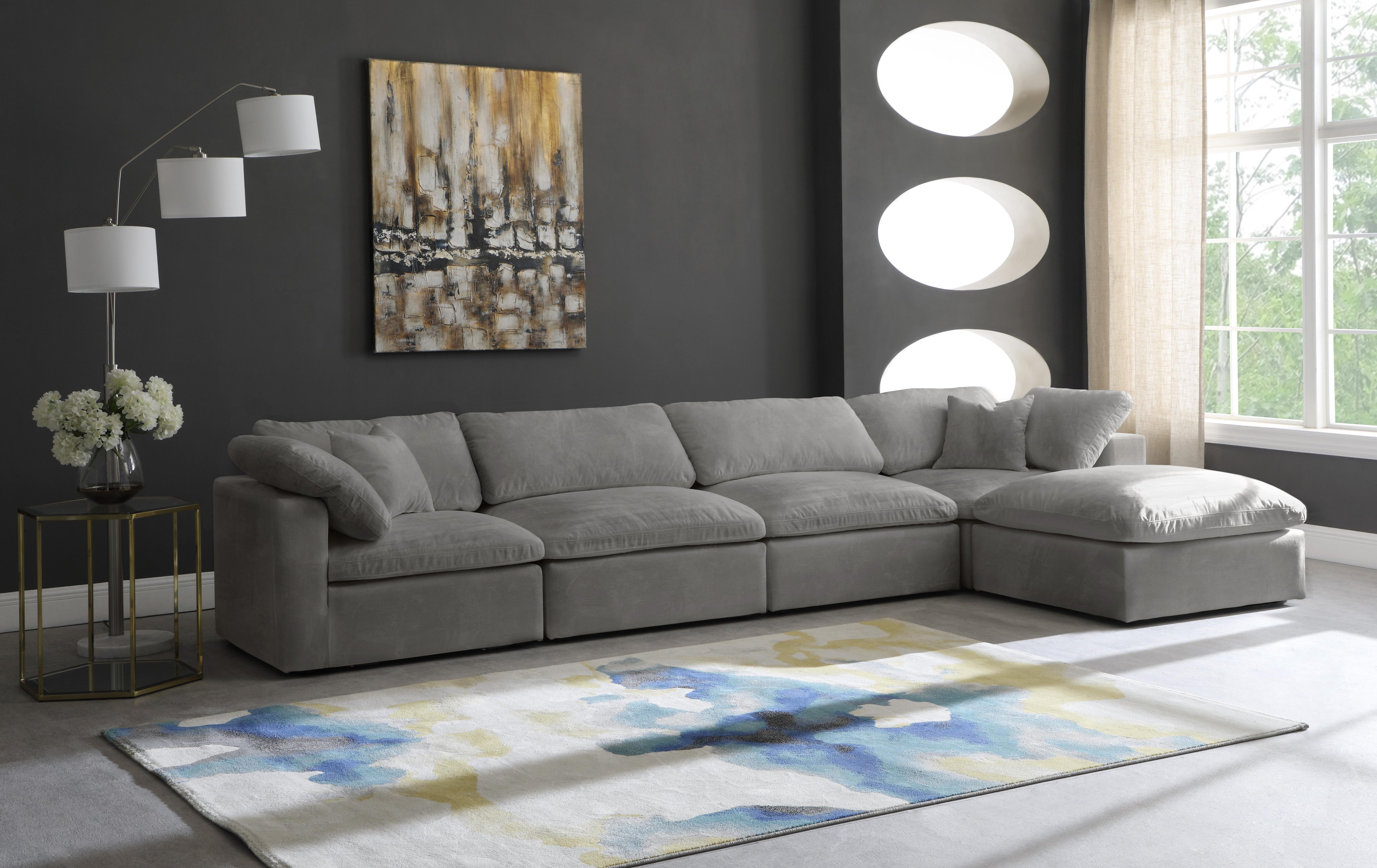 Cozy Grey Velvet Cloud Modular Sectional - Luxury Home Furniture (MI)