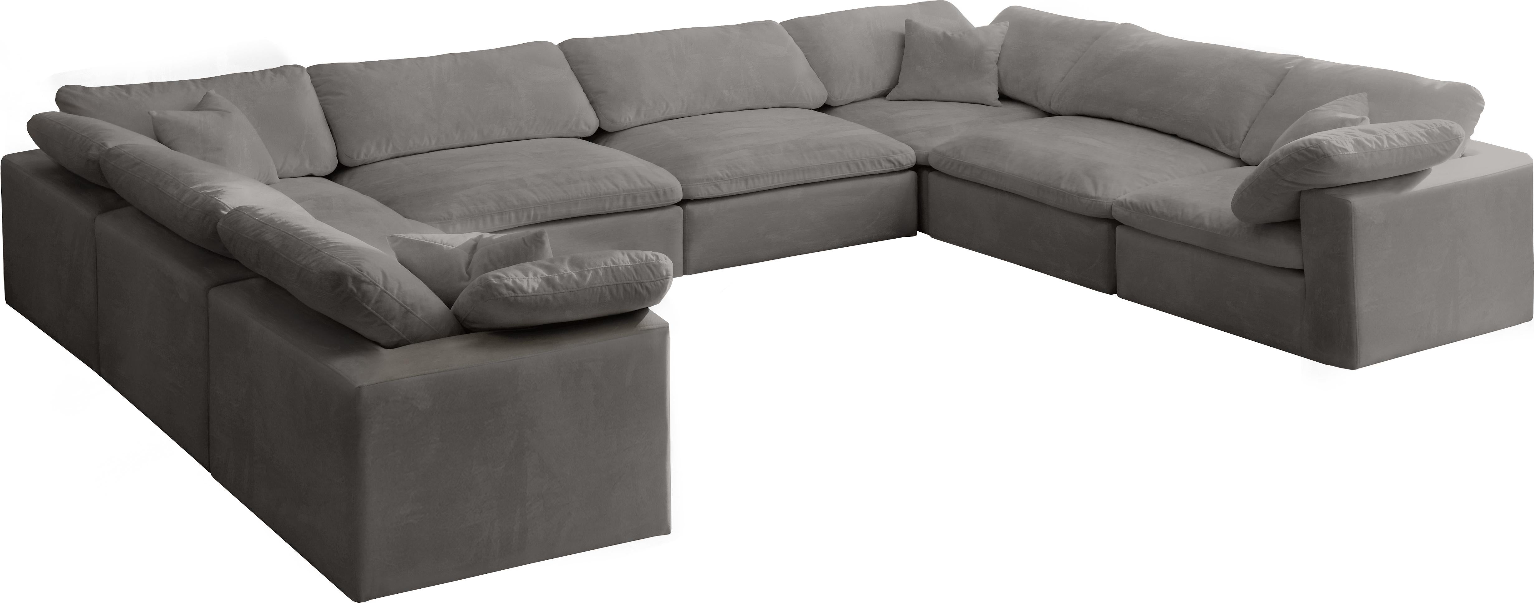 Cozy Grey Velvet Cloud Modular Sectional - Luxury Home Furniture (MI)