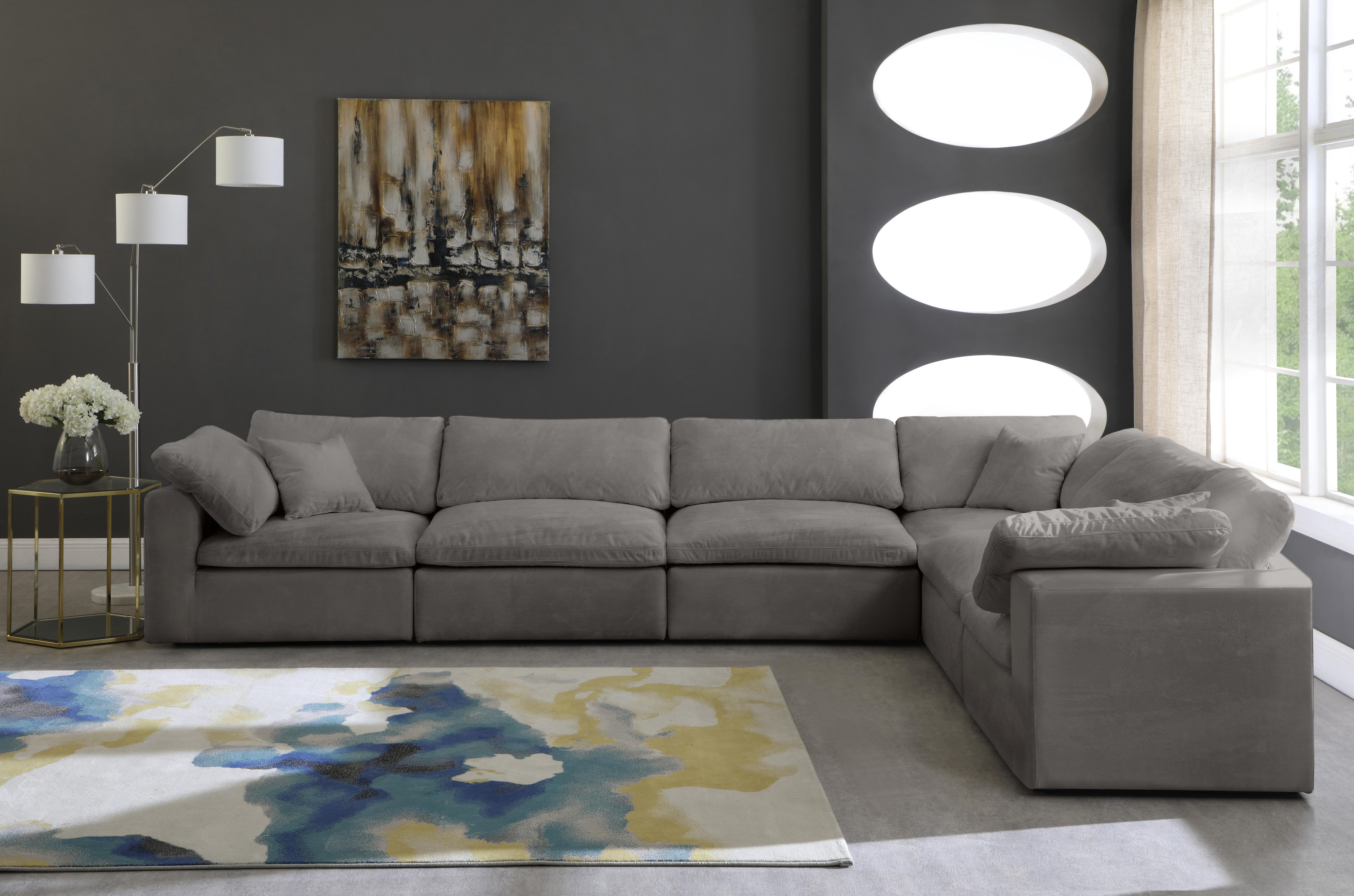 Cozy Grey Velvet Cloud Modular Sectional - Luxury Home Furniture (MI)