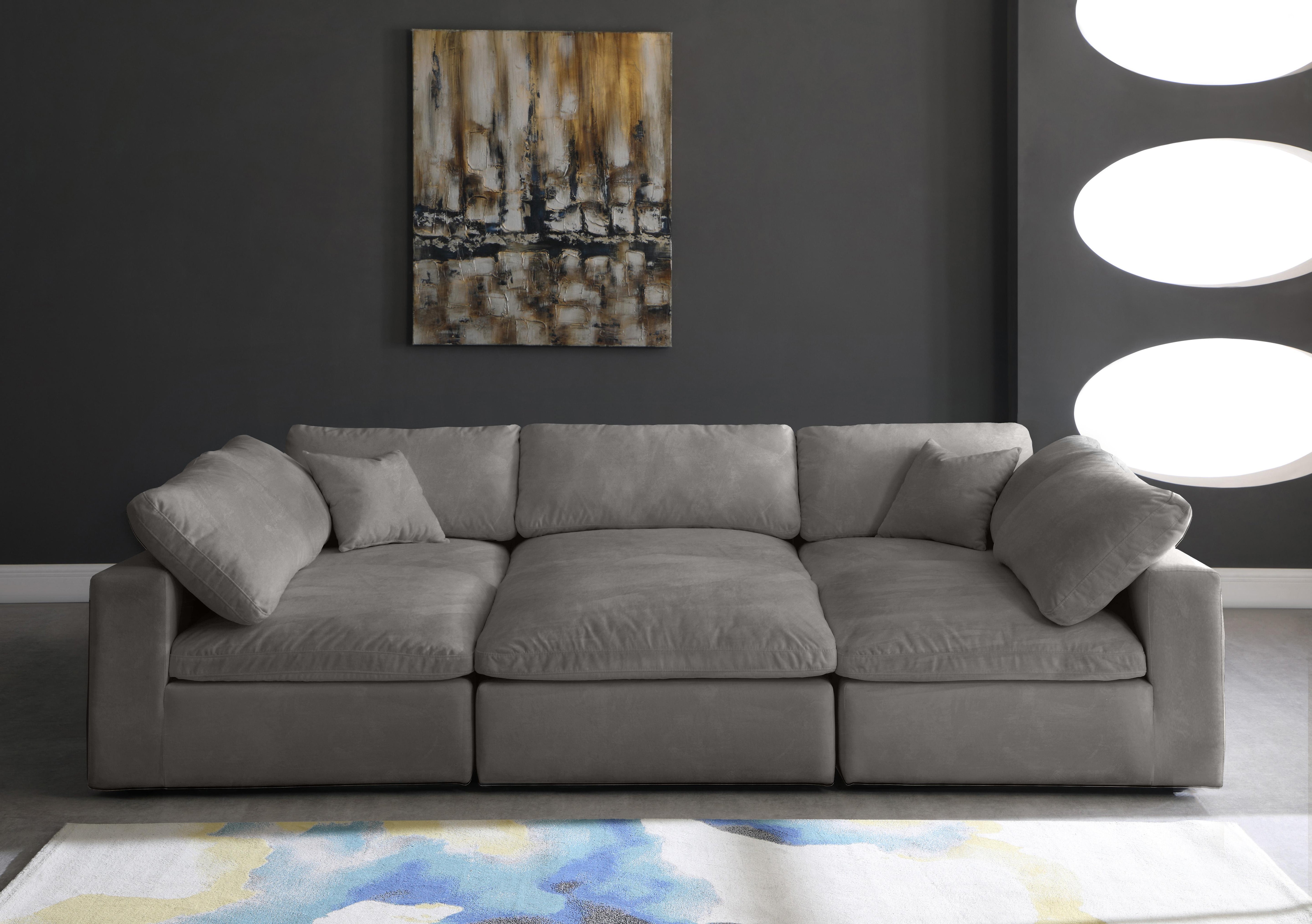 Cozy Grey Velvet Cloud Modular Sectional - Luxury Home Furniture (MI)