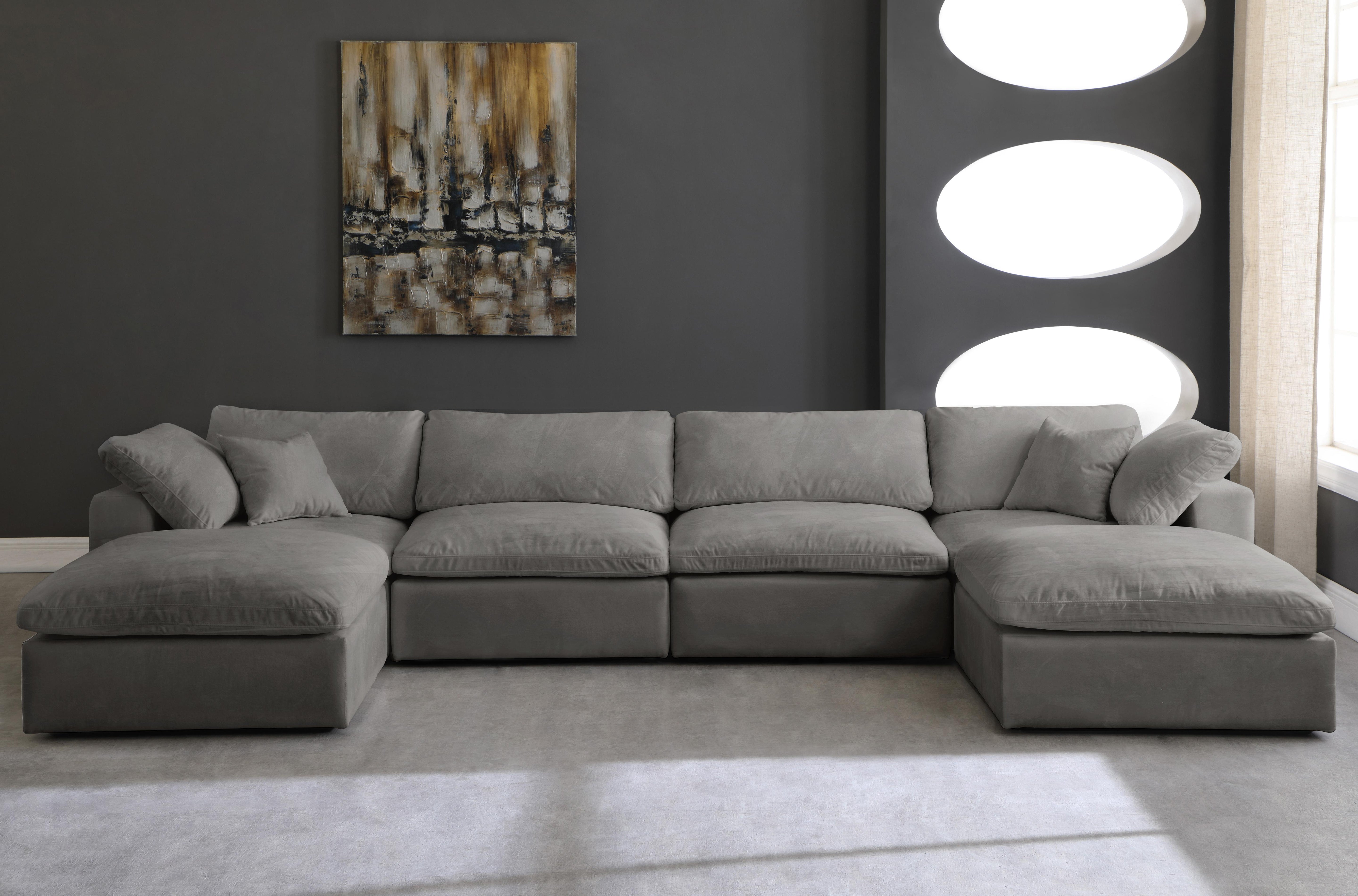 Cozy Grey Velvet Cloud Modular Sectional - Luxury Home Furniture (MI)