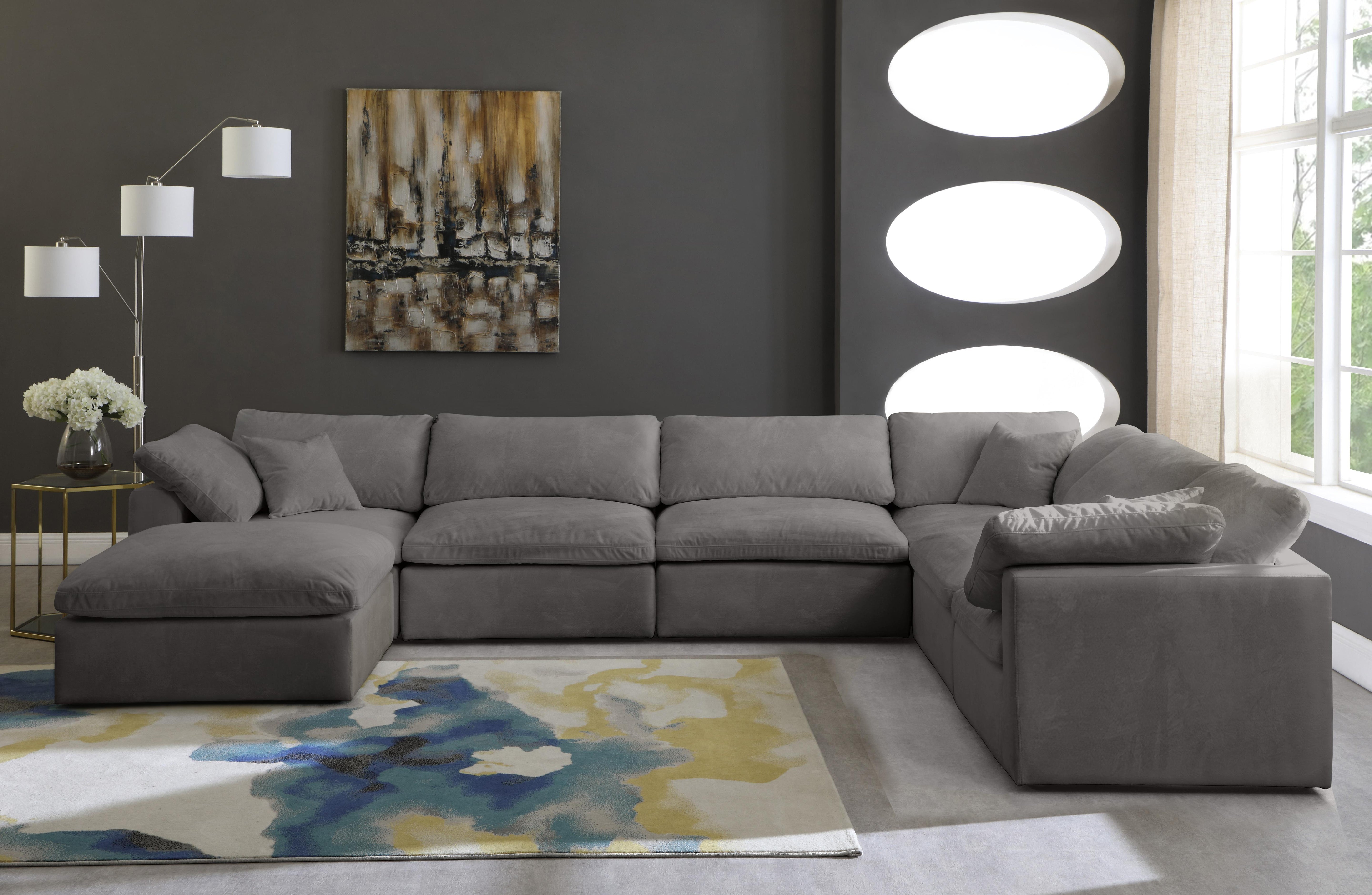 Cozy Grey Velvet Cloud Modular Sectional - Luxury Home Furniture (MI)