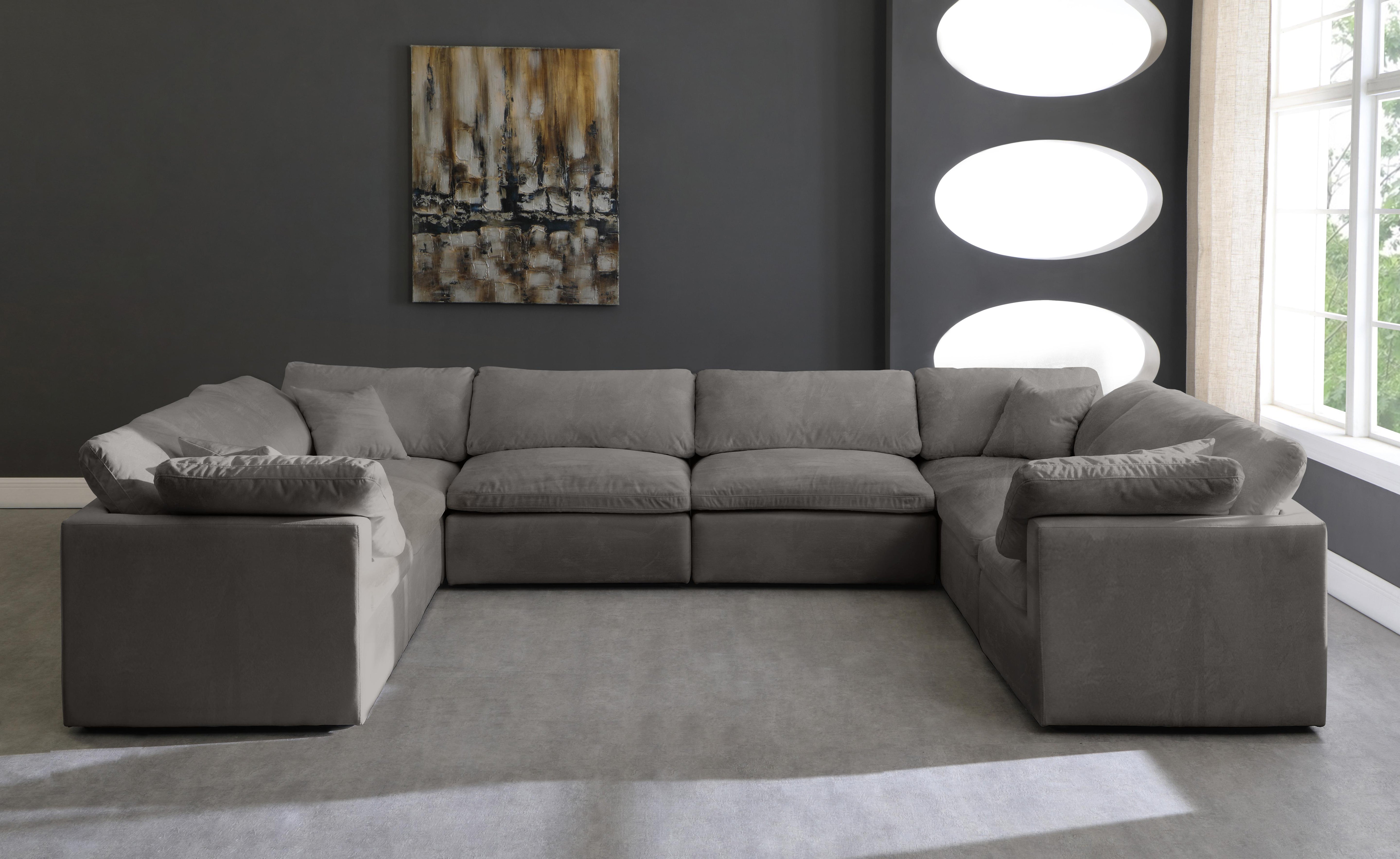 Cozy Grey Velvet Cloud Modular Sectional - Luxury Home Furniture (MI)