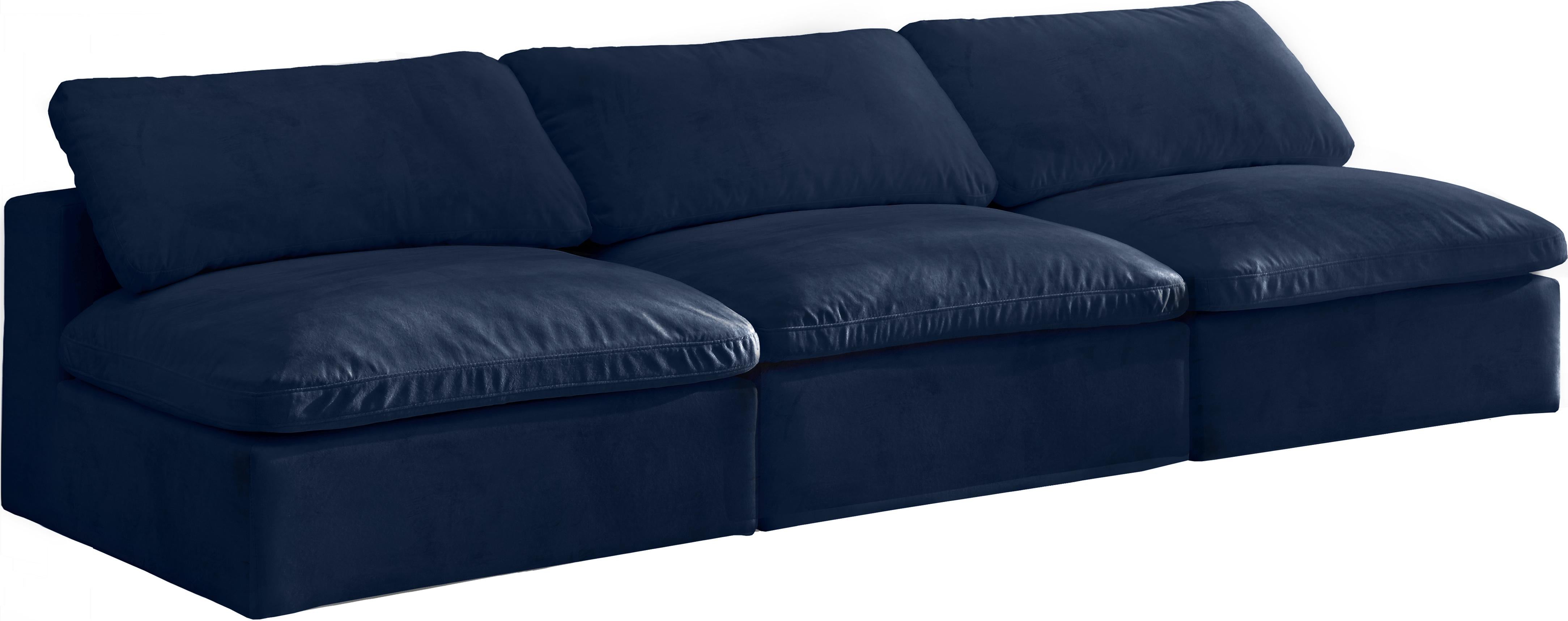 Cozy Navy Velvet Cloud Modular Armless Sofa - Luxury Home Furniture (MI)