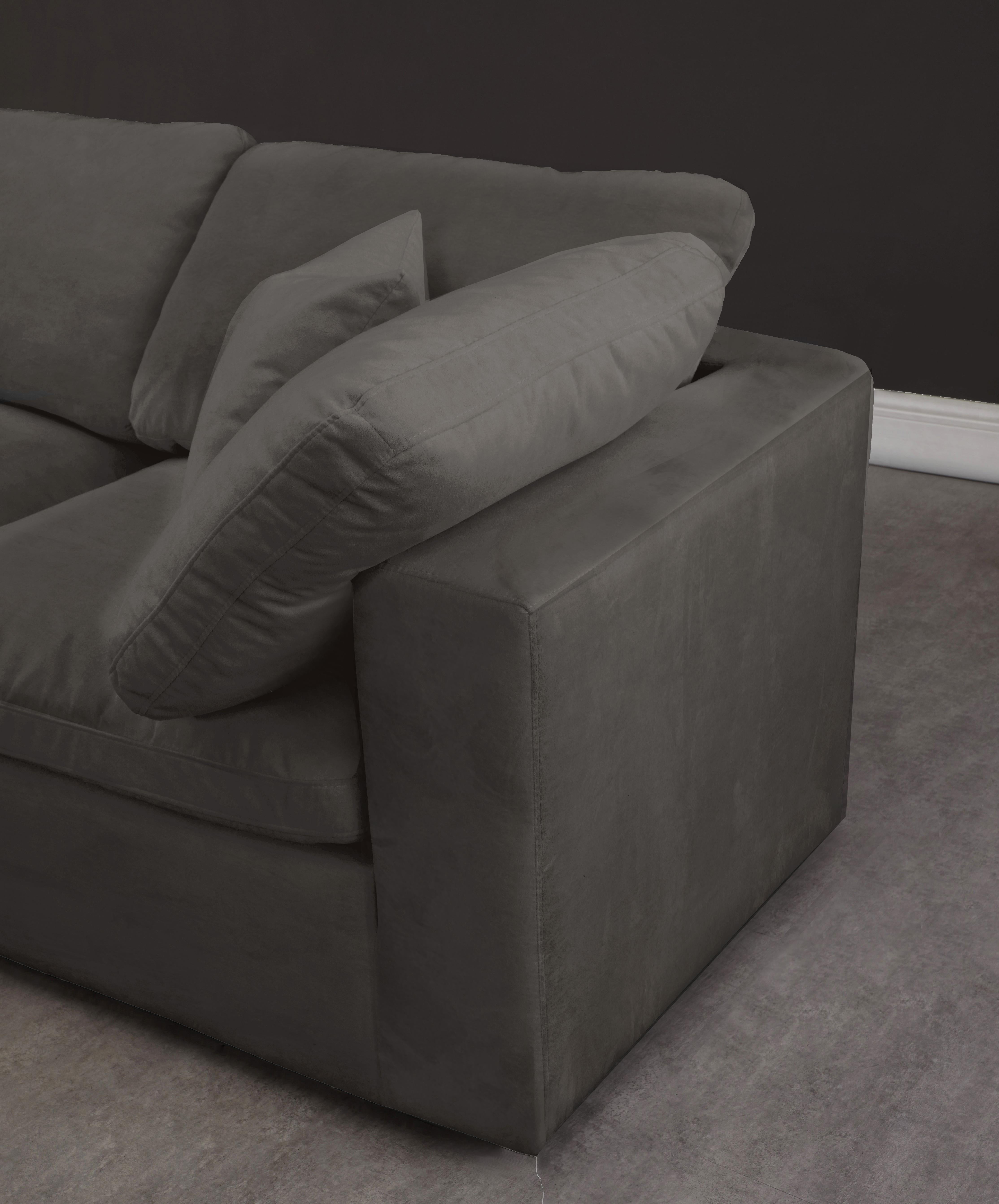 Cozy Grey Velvet Cloud Modular Sofa - Luxury Home Furniture (MI)