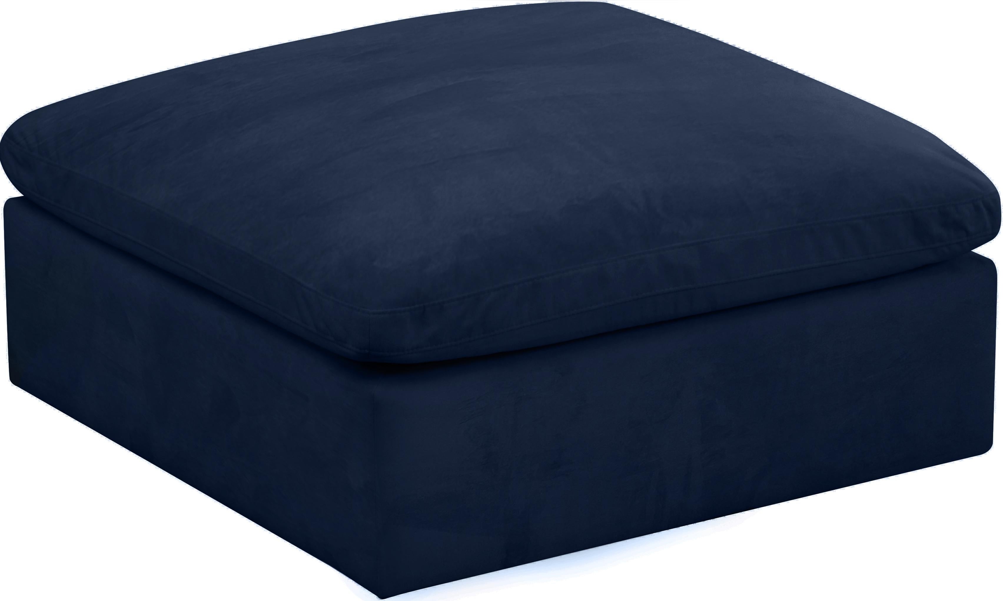 Cozy Navy Velvet Ottoman - Luxury Home Furniture (MI)