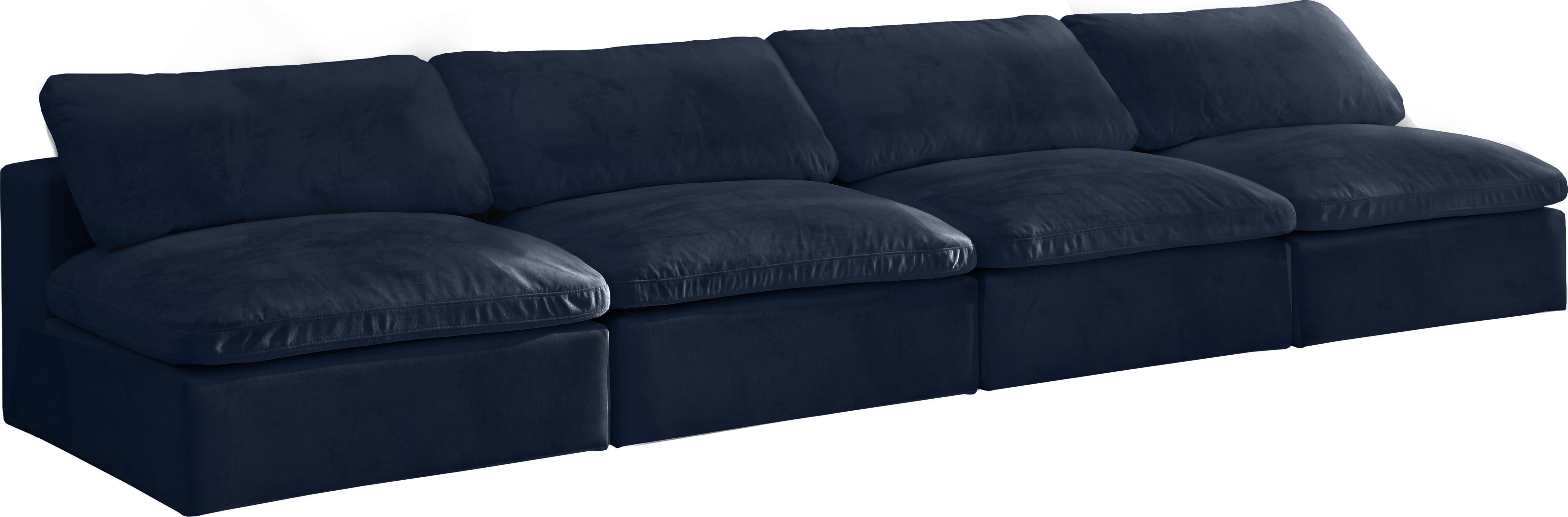 Cozy Navy Velvet Cloud Modular Armless Sofa - Luxury Home Furniture (MI)
