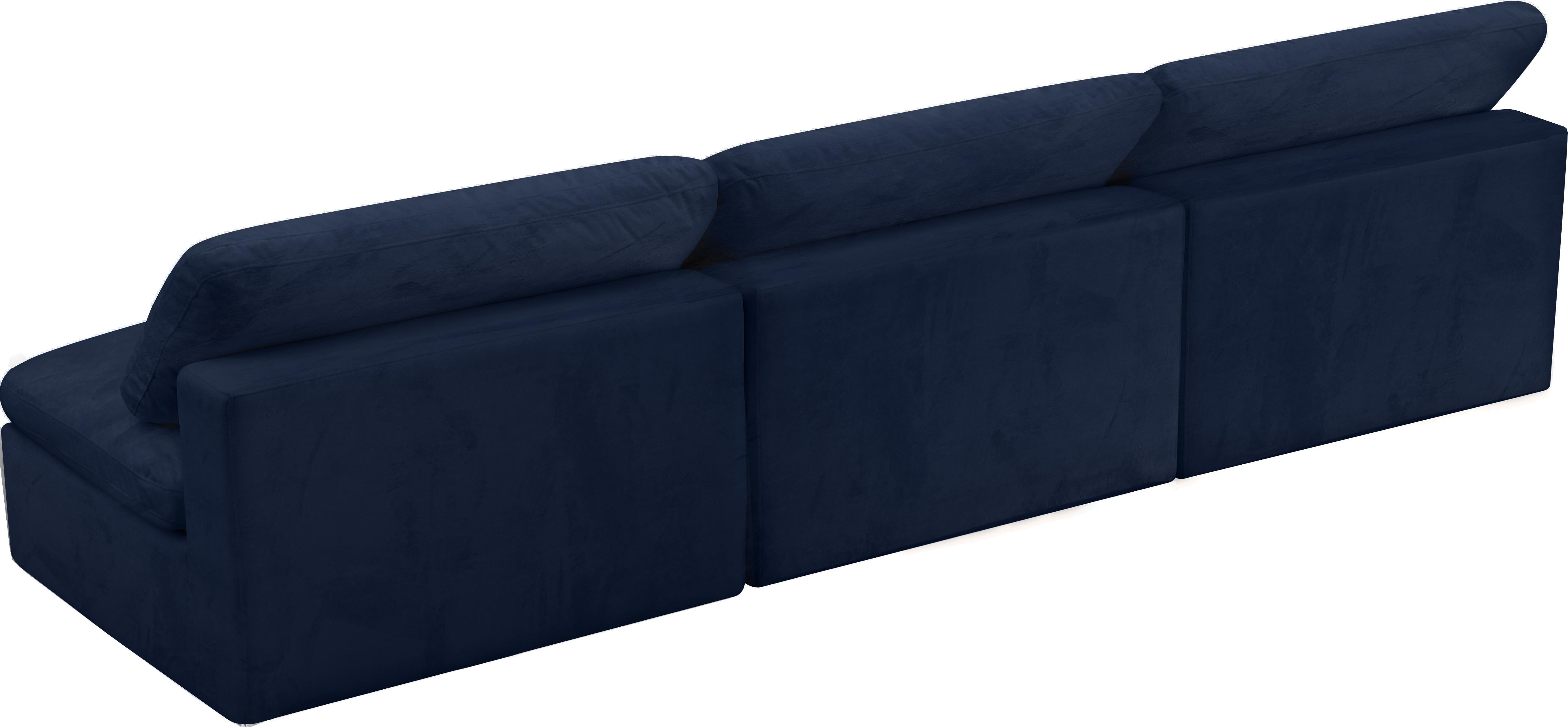 Cozy Navy Velvet Cloud Modular Armless Sofa - Luxury Home Furniture (MI)