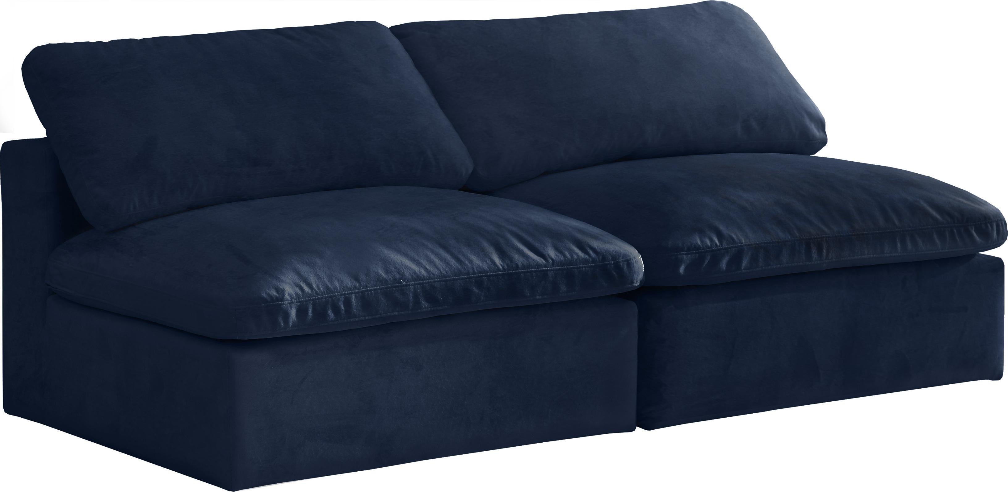 Cozy Navy Velvet Cloud Modular Armless Sofa - Luxury Home Furniture (MI)