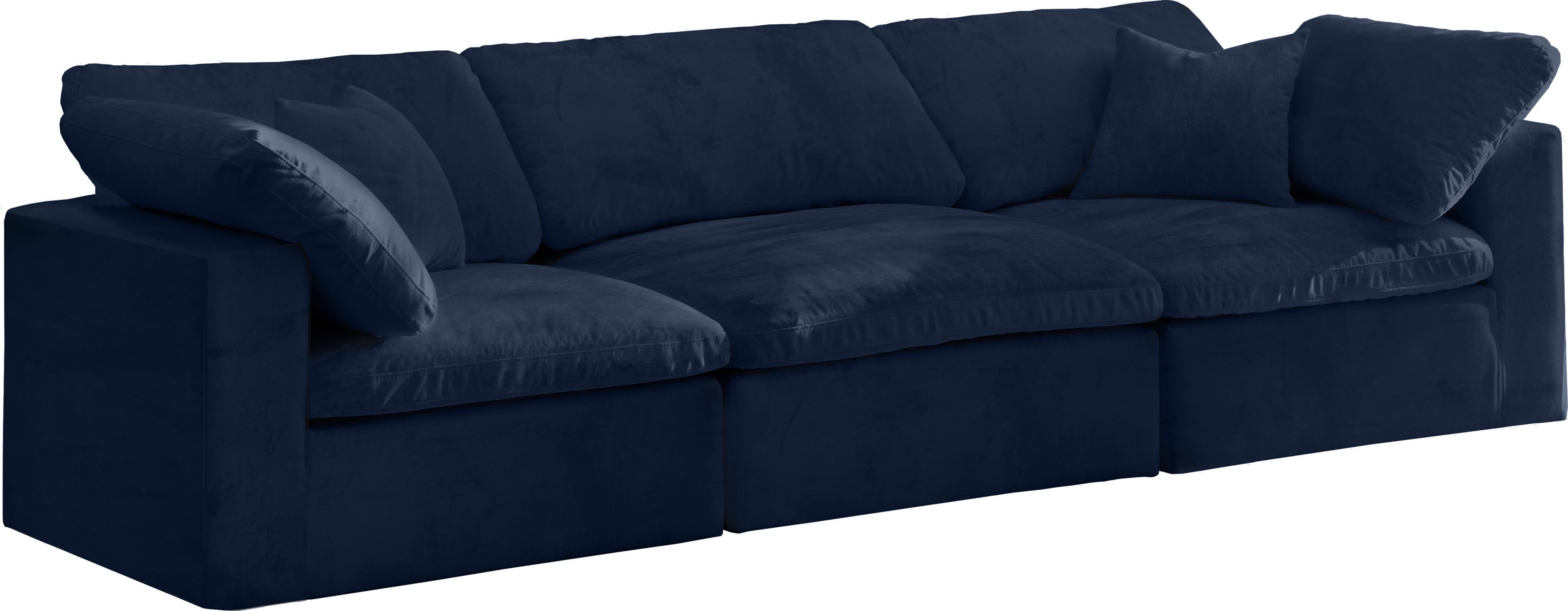 Cozy Navy Velvet Cloud Modular Sofa - Luxury Home Furniture (MI)