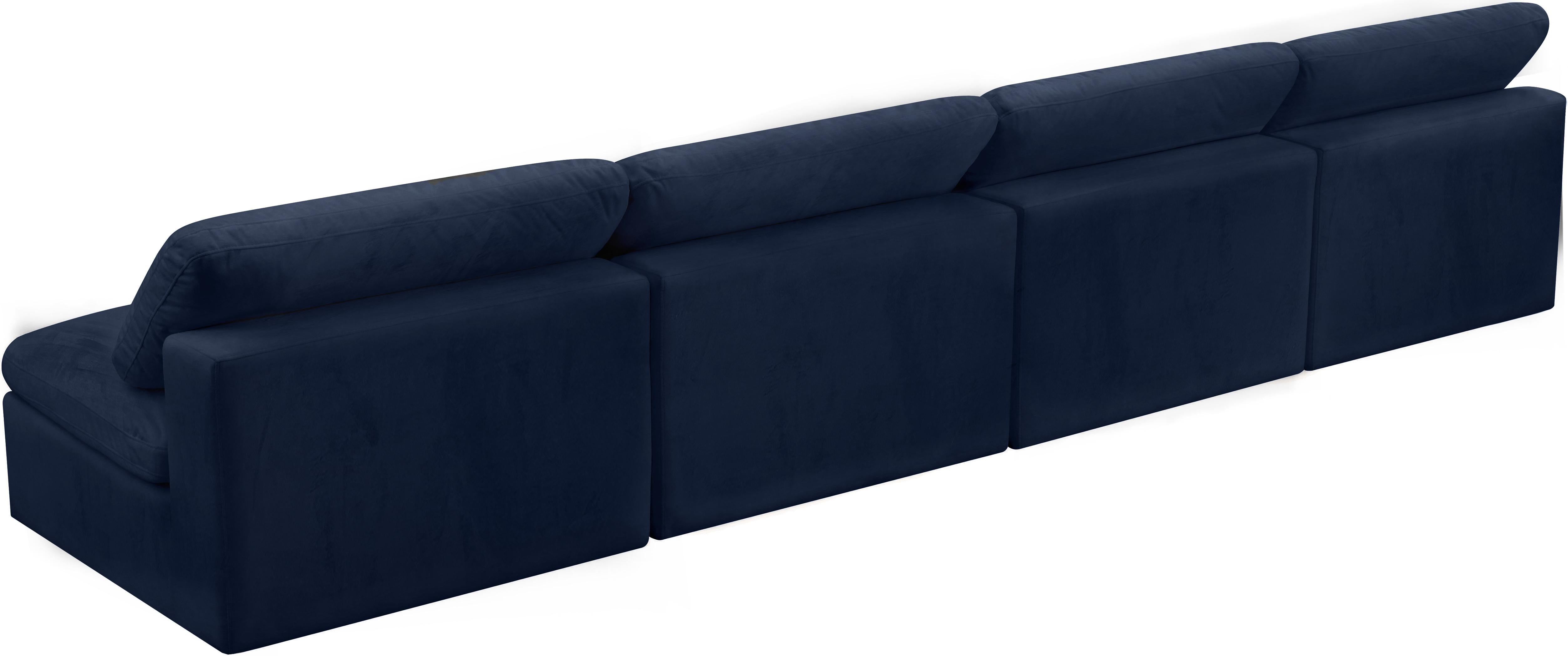 Cozy Navy Velvet Cloud Modular Armless Sofa - Luxury Home Furniture (MI)