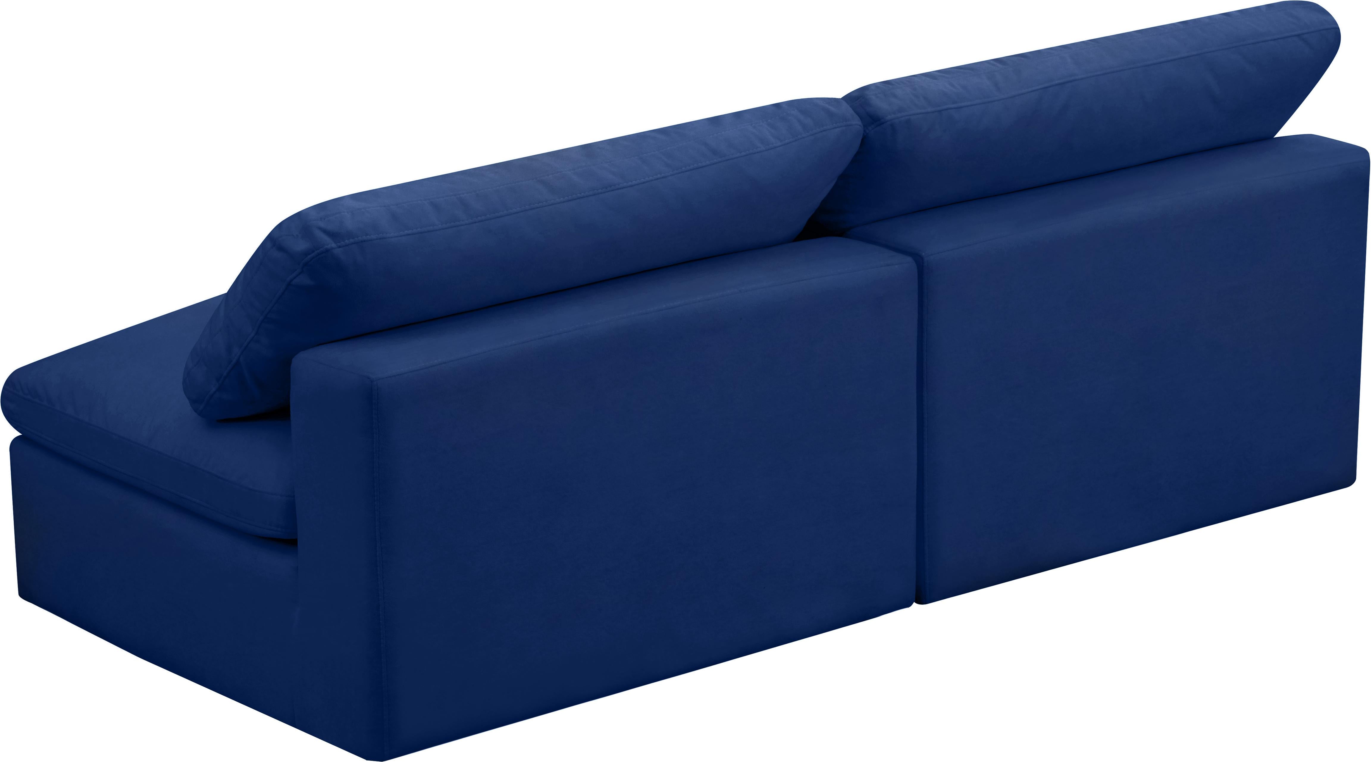 Cozy Navy Velvet Cloud Modular Armless Sofa - Luxury Home Furniture (MI)