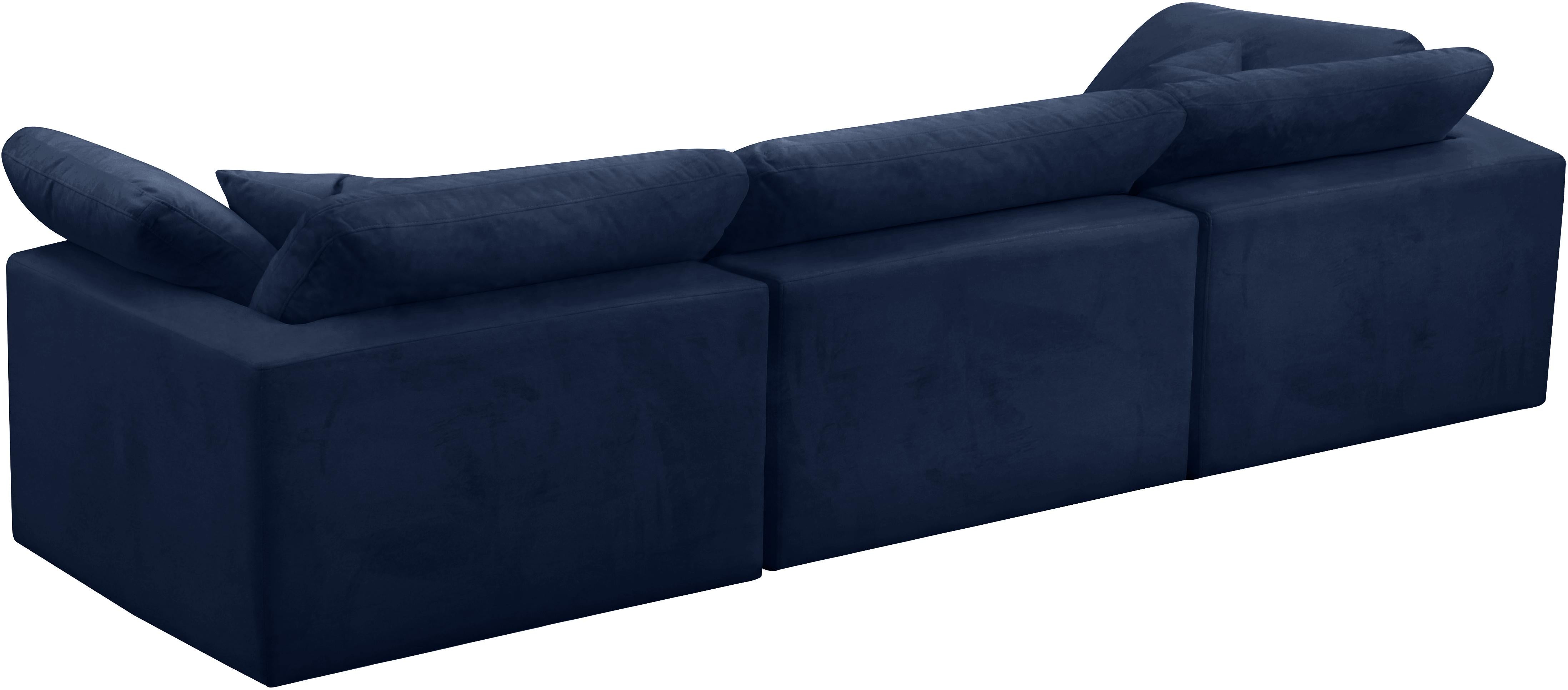 Cozy Navy Velvet Cloud Modular Sofa - Luxury Home Furniture (MI)