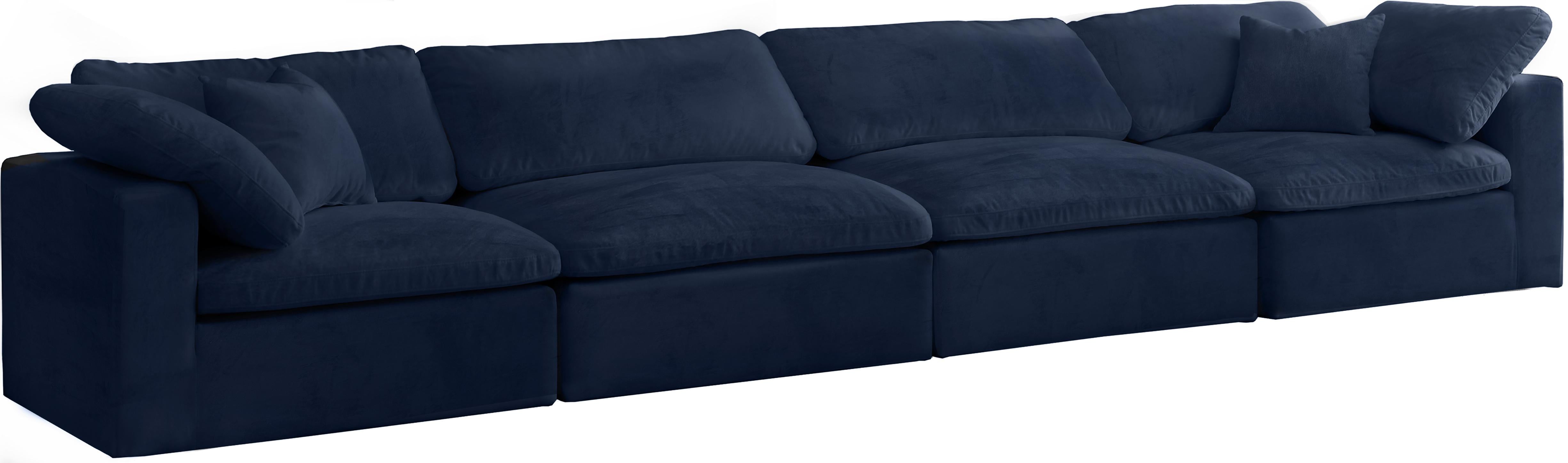 Cozy Navy Velvet Cloud Modular Sofa - Luxury Home Furniture (MI)