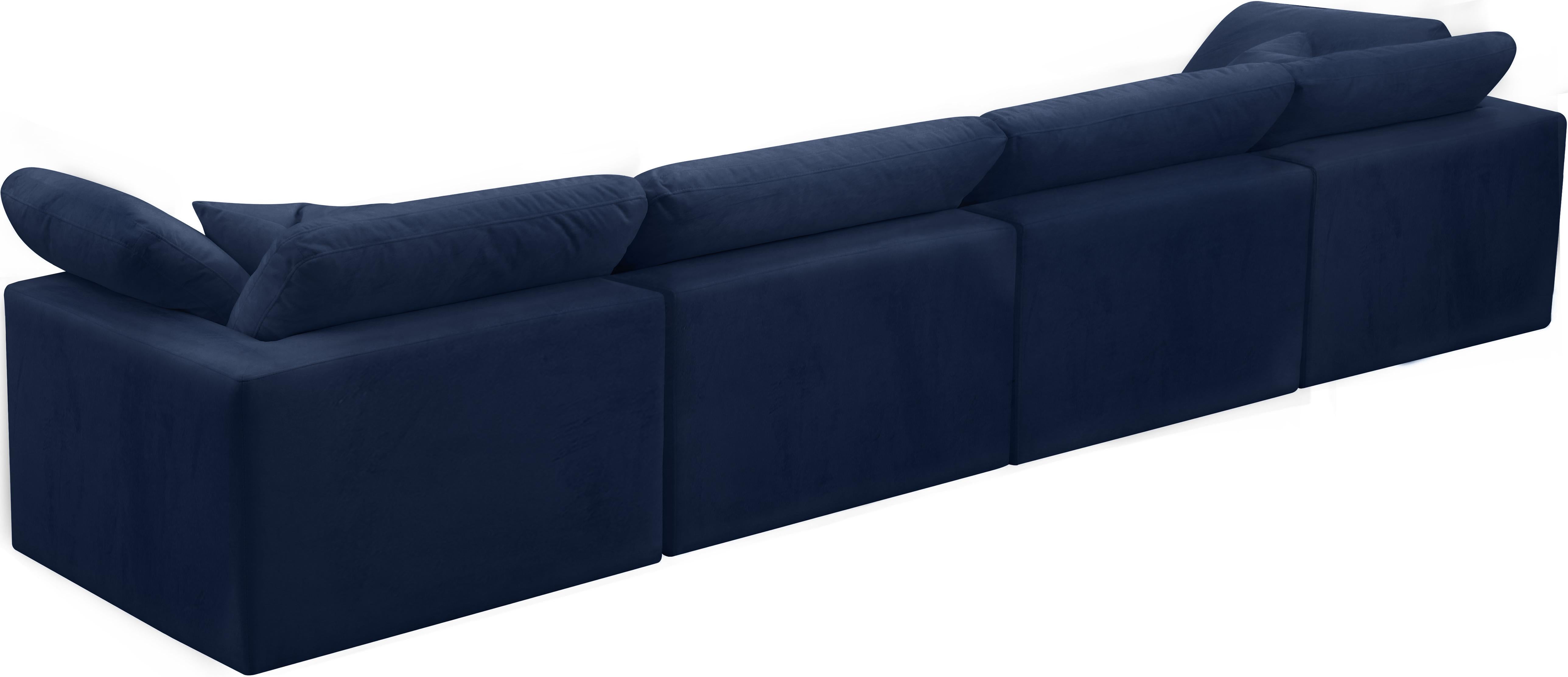 Cozy Navy Velvet Cloud Modular Sofa - Luxury Home Furniture (MI)