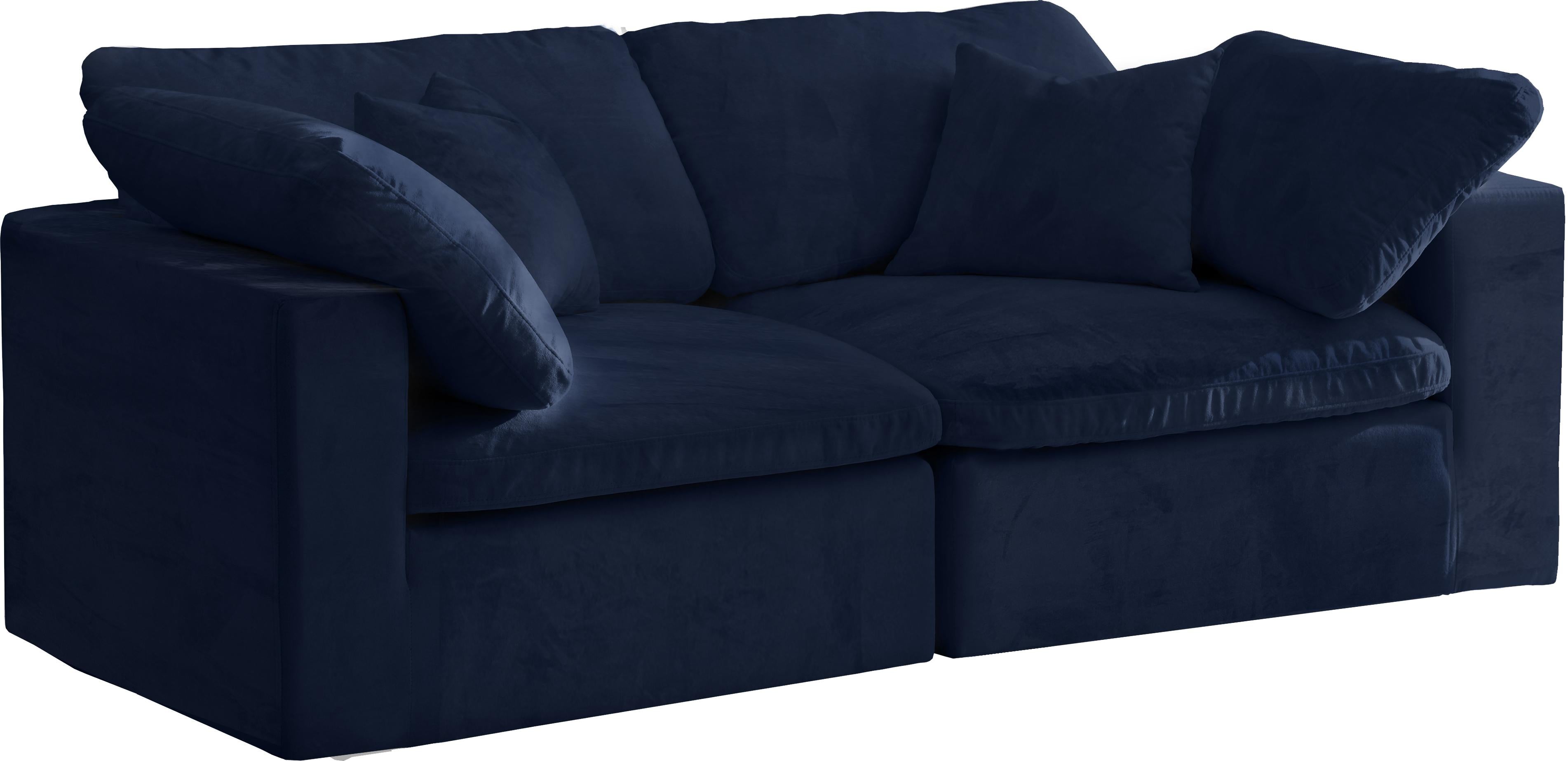 Cozy Navy Velvet Cloud Modular Sofa - Luxury Home Furniture (MI)