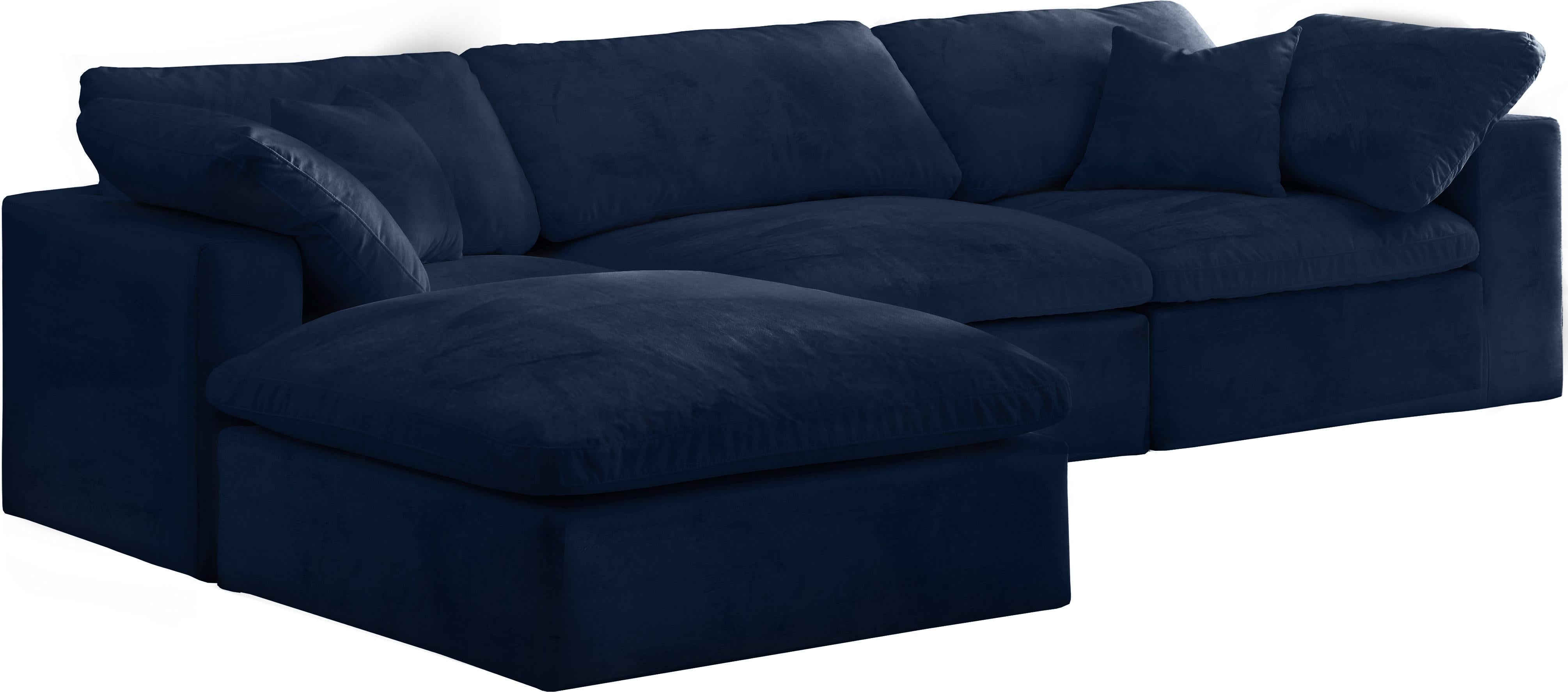 Cozy Navy Velvet Cloud Modular Sectional - Luxury Home Furniture (MI)