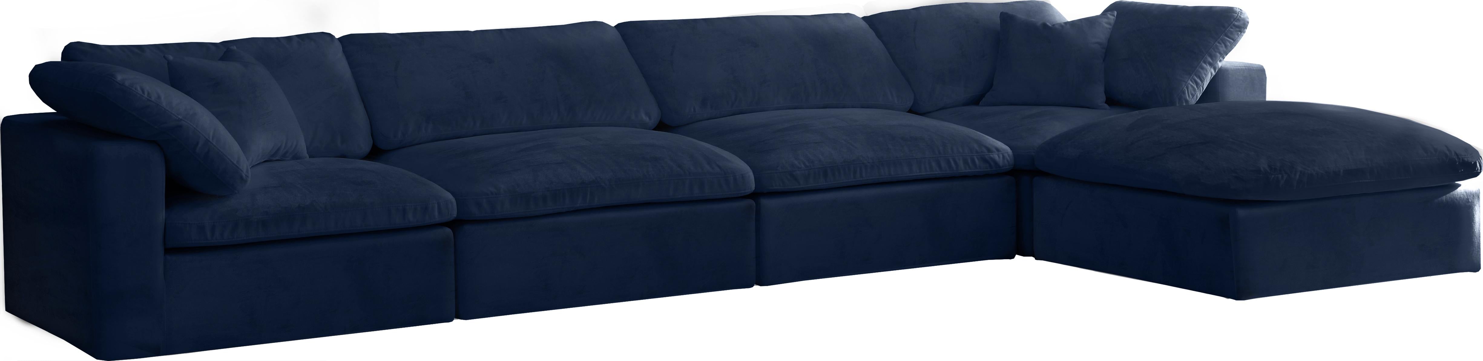 Cozy Navy Velvet Cloud Modular Sectional - Luxury Home Furniture (MI)