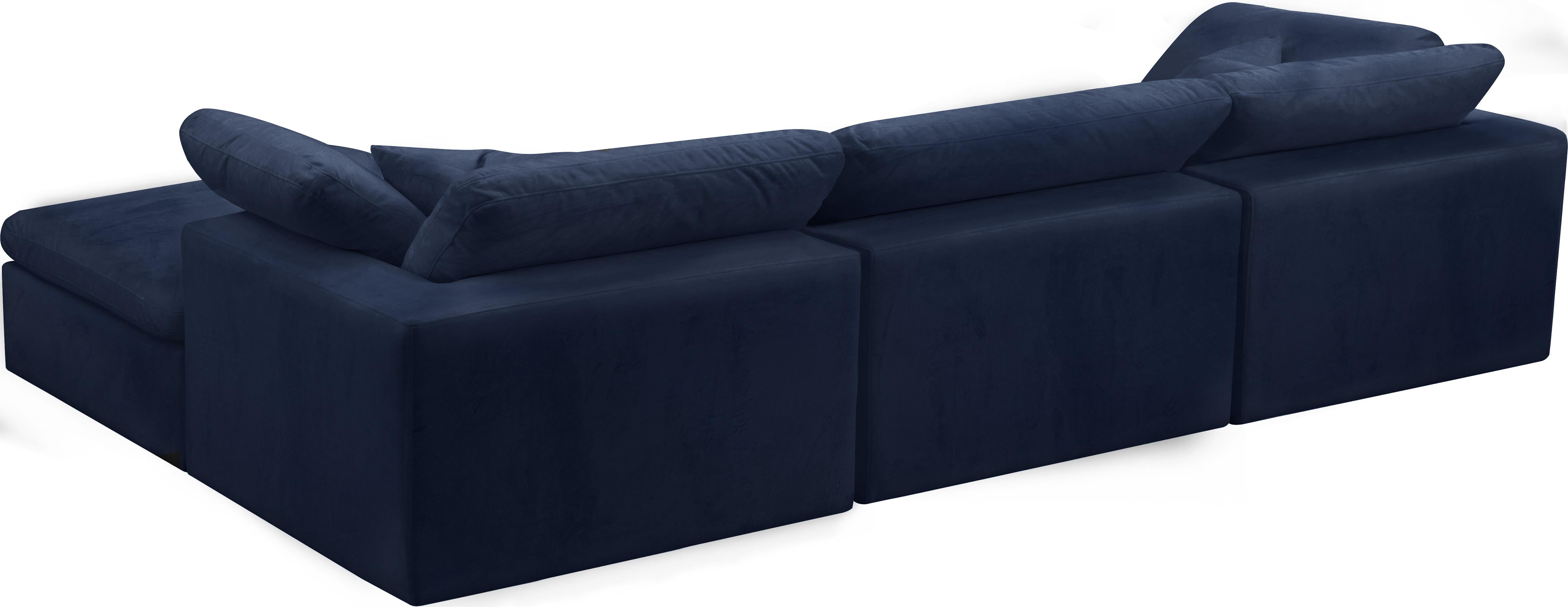 Cozy Navy Velvet Cloud Modular Sectional - Luxury Home Furniture (MI)