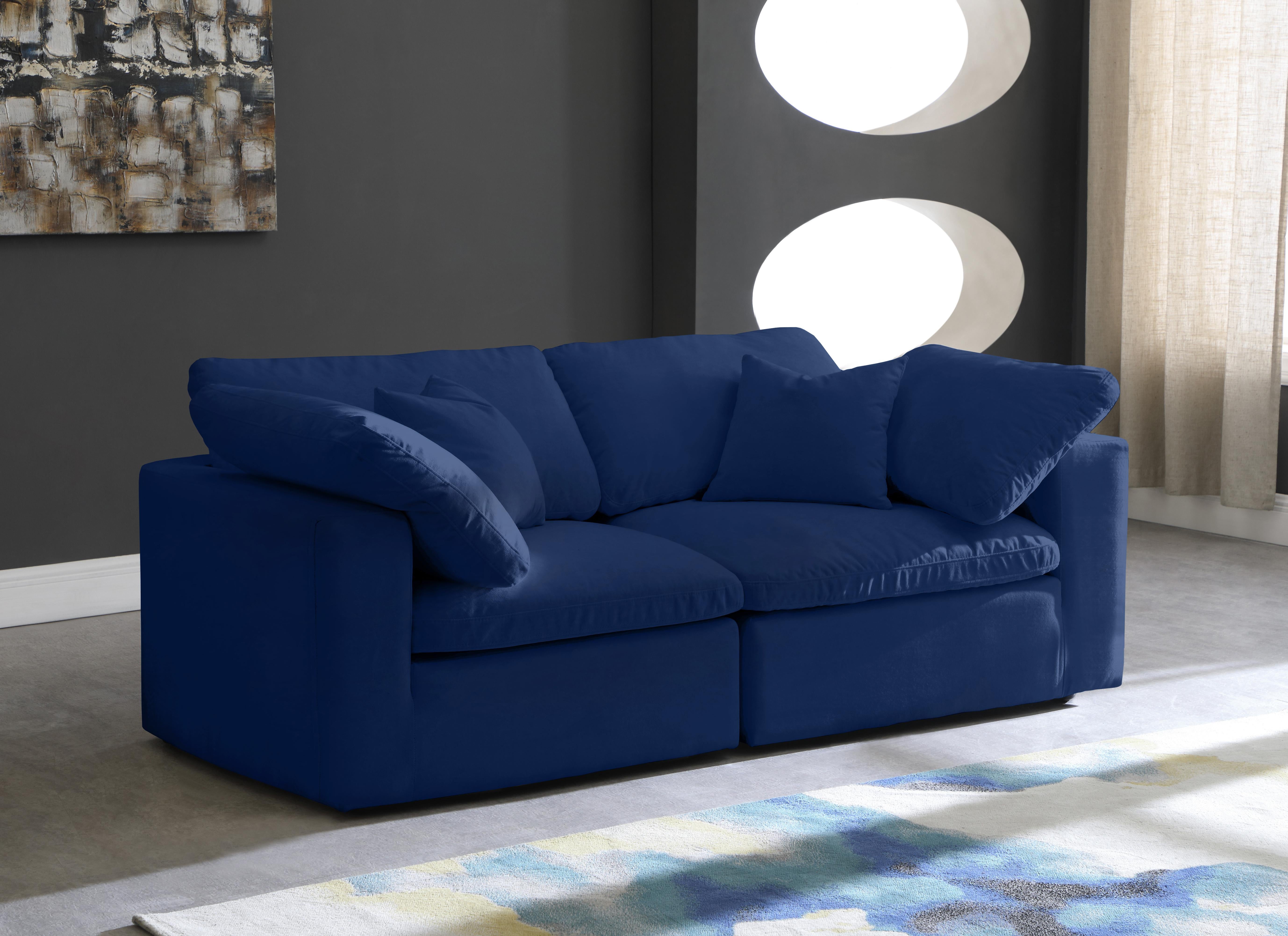 Cozy Navy Velvet Cloud Modular Sofa - Luxury Home Furniture (MI)