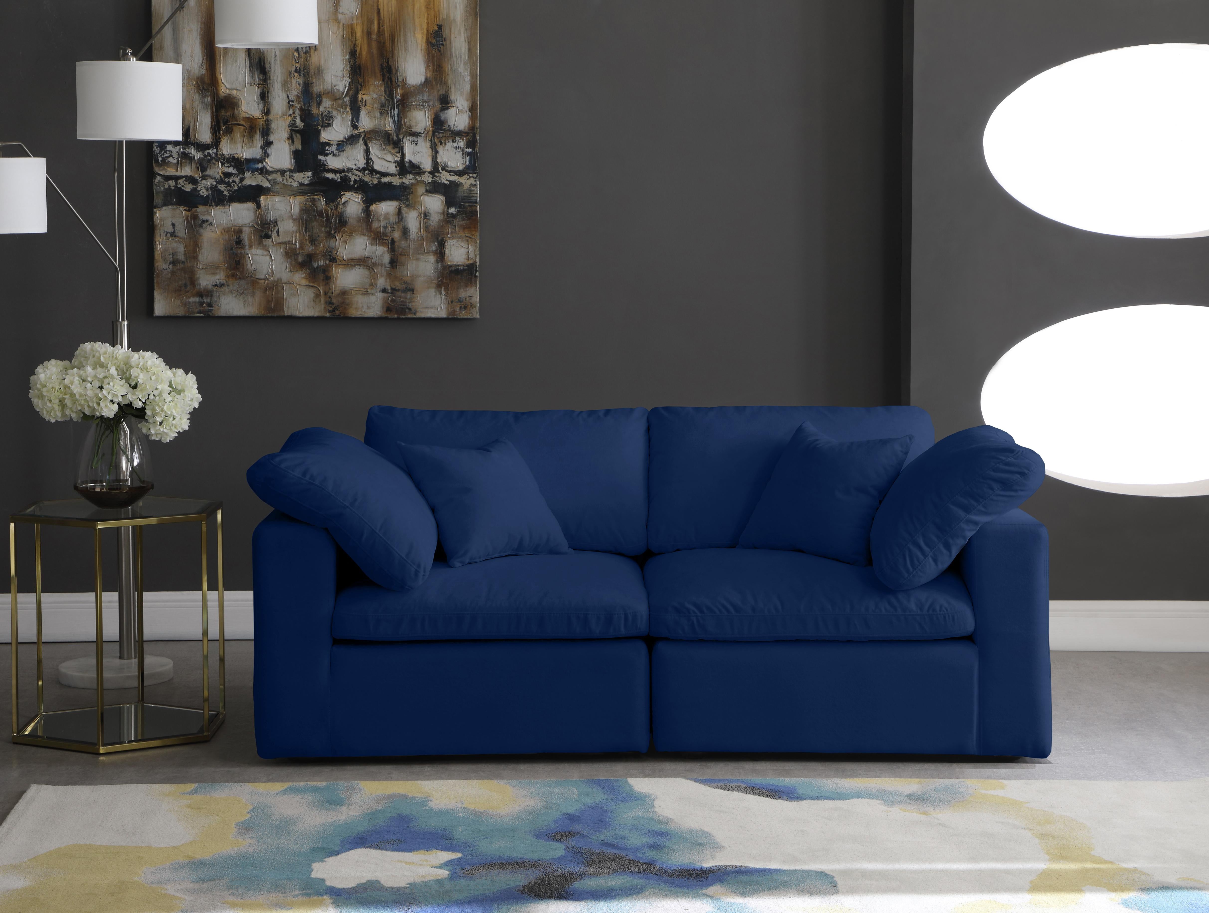 Cozy Navy Velvet Cloud Modular Sofa - Luxury Home Furniture (MI)